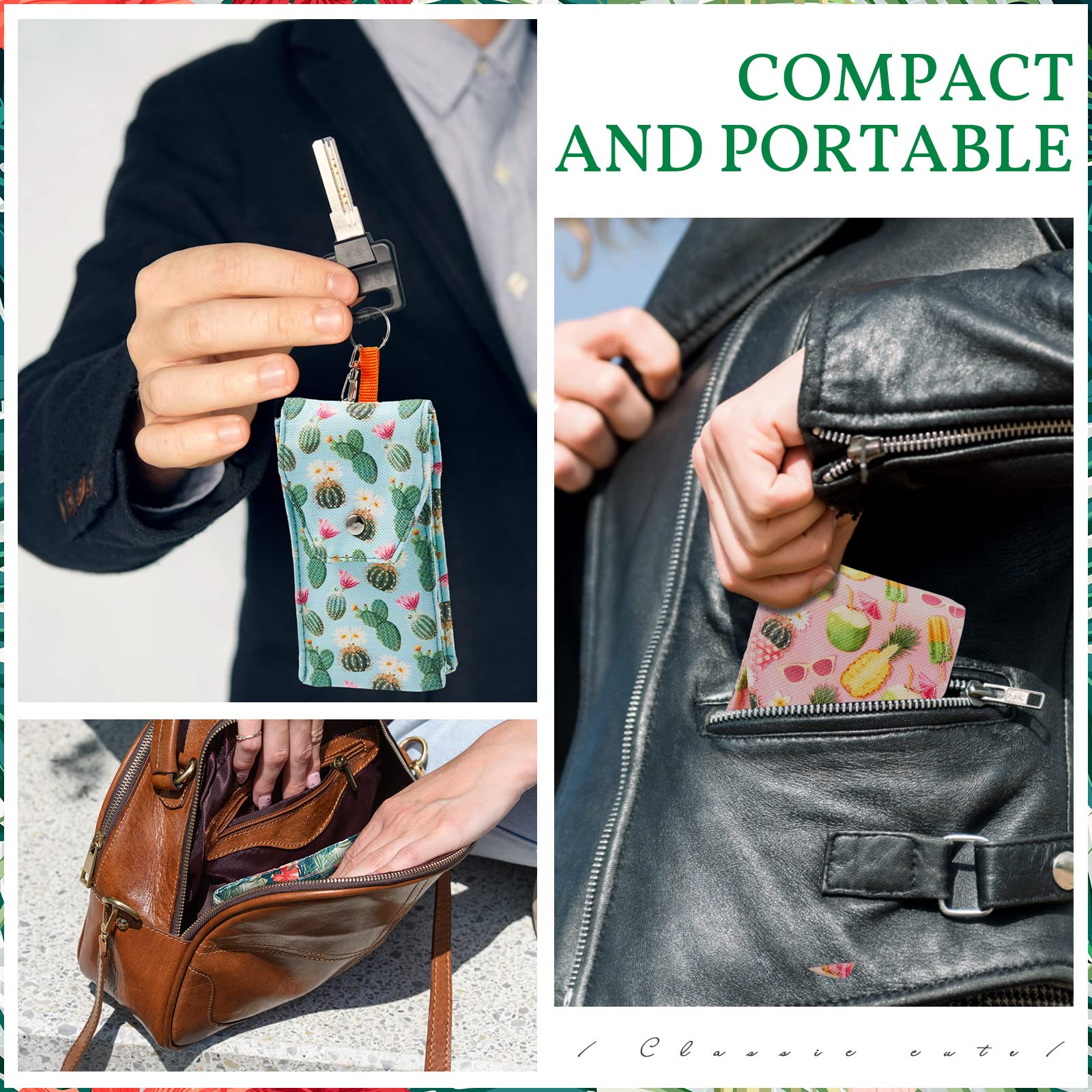 Sherr 5 Pieces Tissues Purse Pocket Tissue Holder Reusable Travel Tissue Pouch Fabric Zipper Enclosed Small Size Fruits Pattern Tissue Holder for Purse Coins for Summer  5.5 x 3 Inches (Fresh Style)
