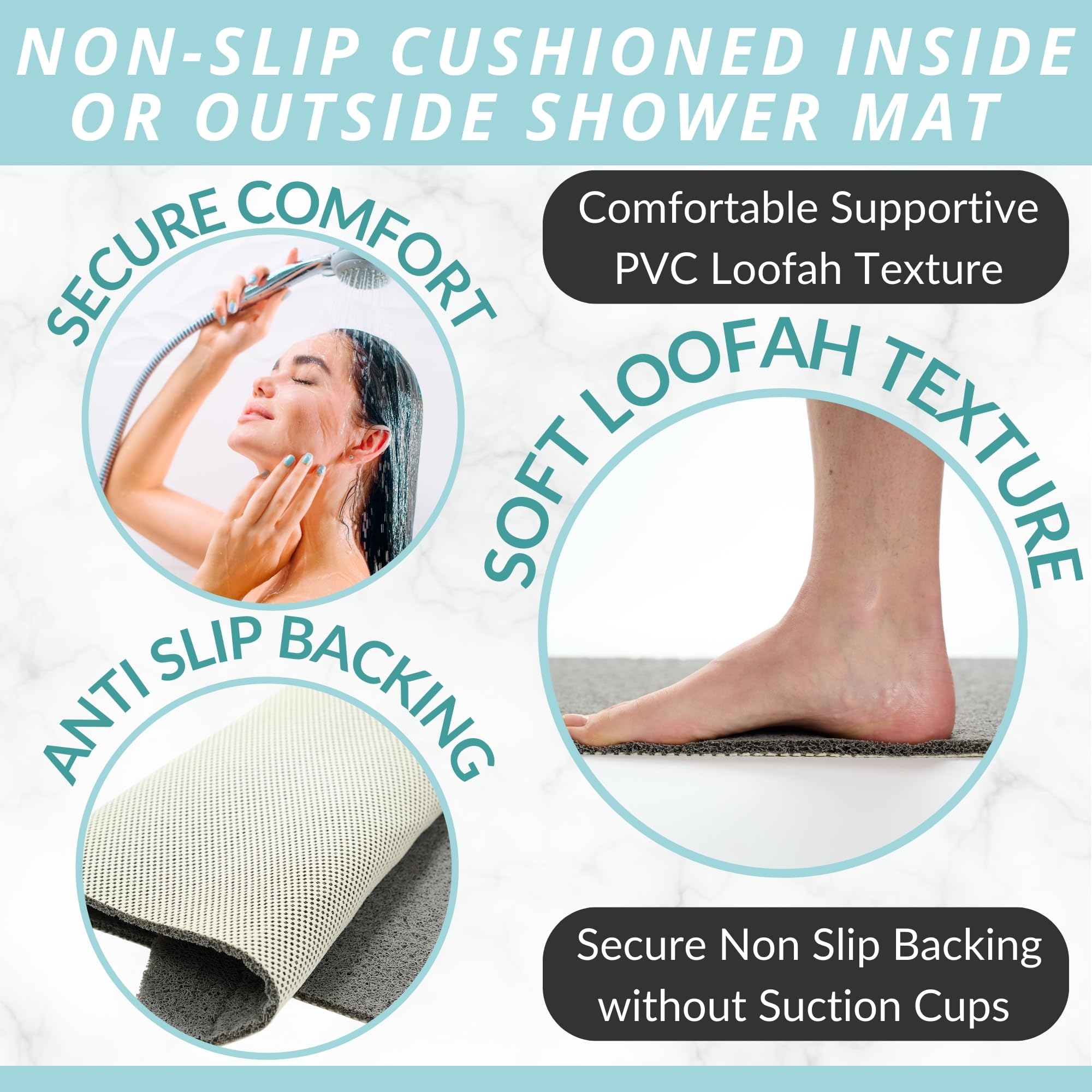 Enkosi Loofah Bath Mats For Tub - Bathtub Mat Non Slip - Bath Mats For Bathroom Tub - Non Slip Bath Mats For Tub Soft - Non Slip