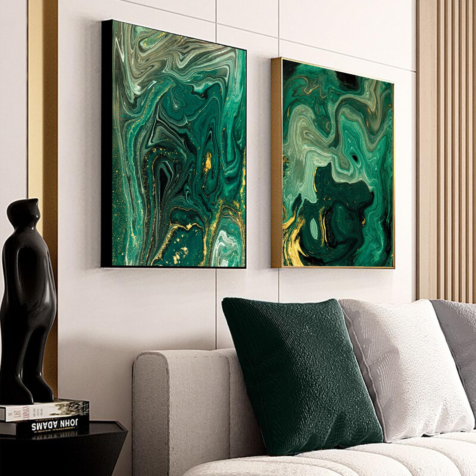 Golden Emerald Green Marble Flow Poster Canvas Wall Art Green Marble Wall Art Canvas Modern Abstract Dark Green Gold Marble Wall
