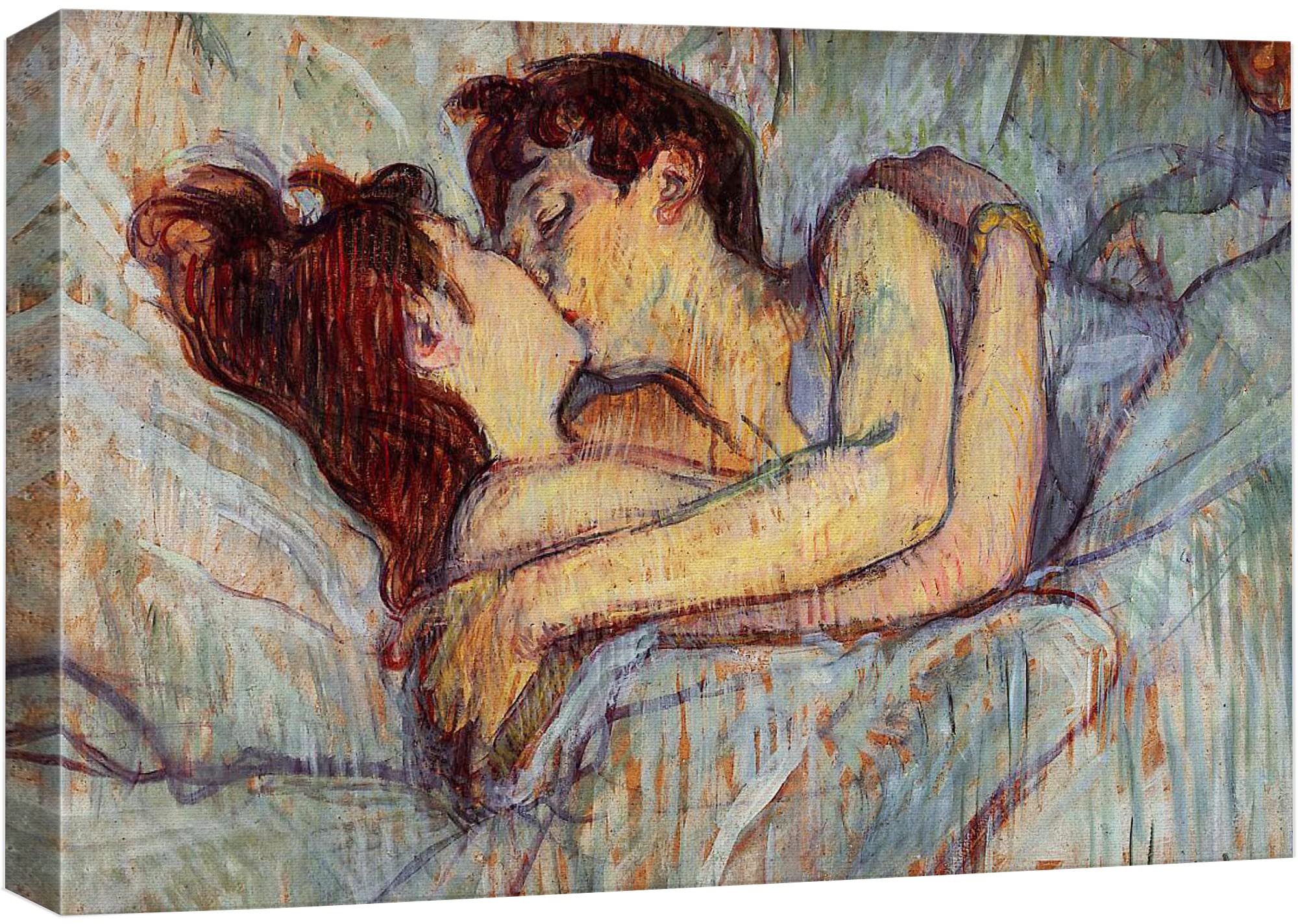 Wall26 - In Bed The Kiss By Henri De Toulouse-Lautrec - Canvas Print Wall Art Famous Painting Reproduction - 16'' X 24''