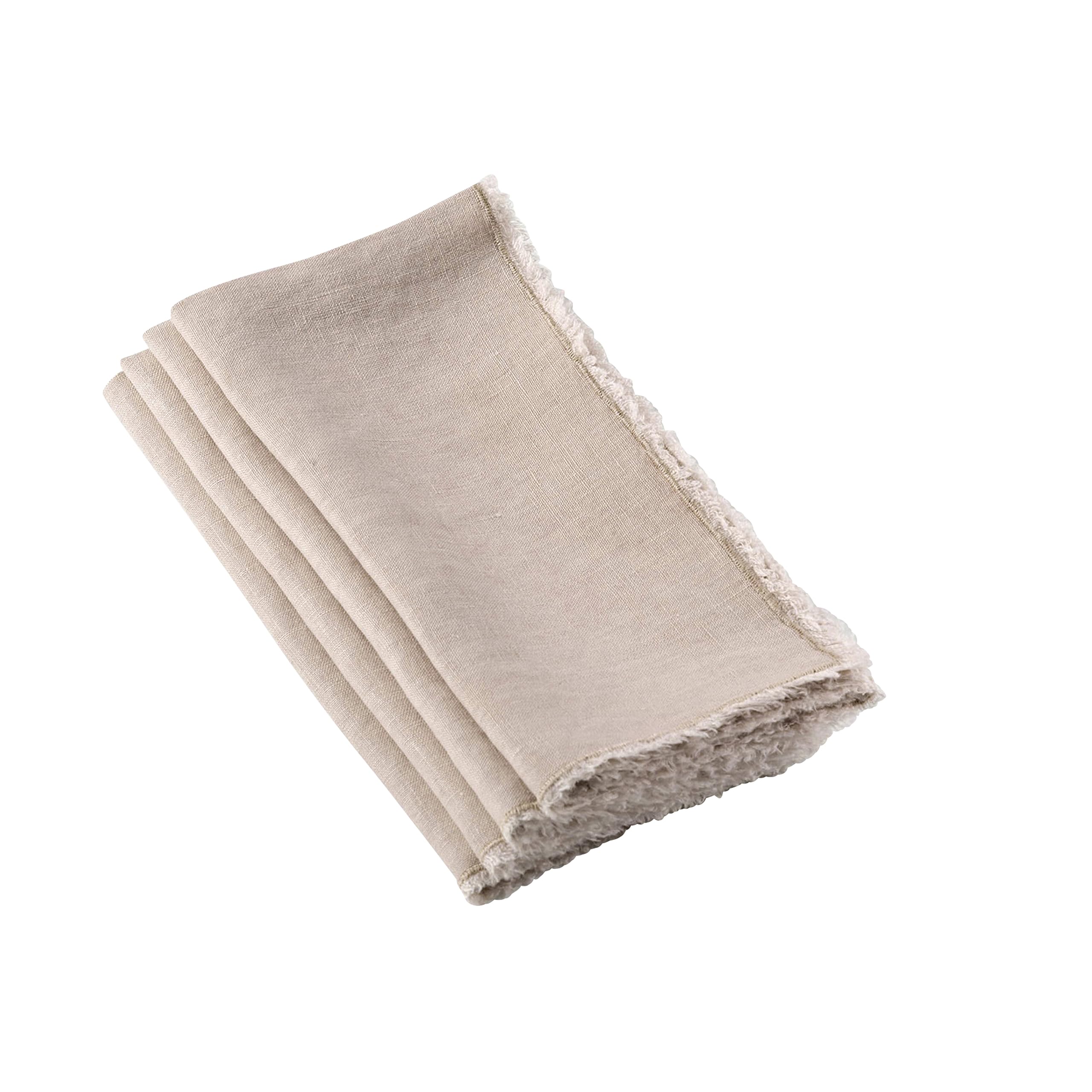 Saro Lifestyle Fringe Linen Table Napkin (Set Of 4), Natural, 20''