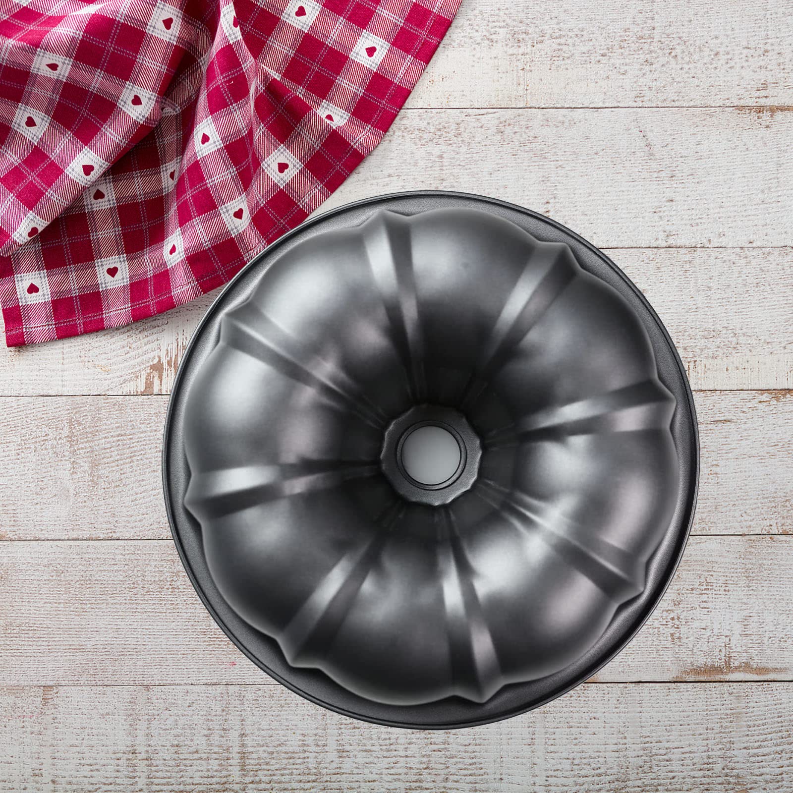 Cake Pan, 12 Cup Premium Fluted Cake Pan For Baking, 10In Non-Stick Cake Pan, Heavy Duty Carbon Steel Tube Pan Baking Mold