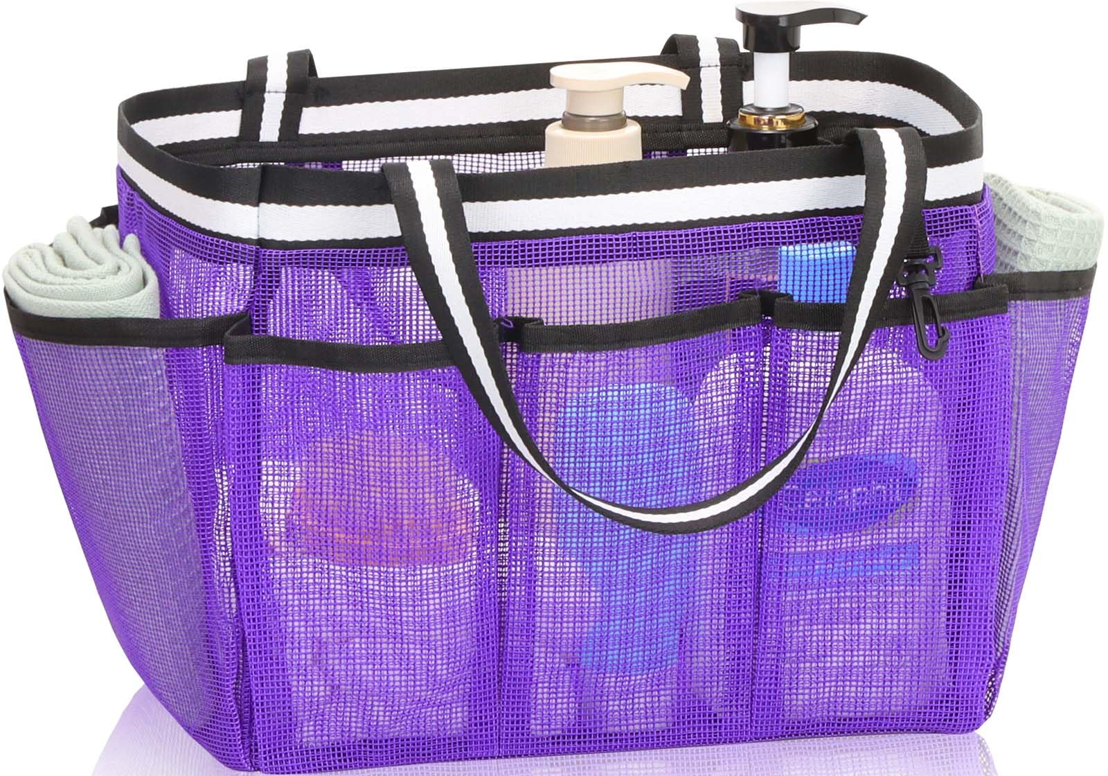 Ocim XL Portable Shower Caddy Basket - Mesh Shower Tote Bag for Travel College Dorm Gym Camping - Purple