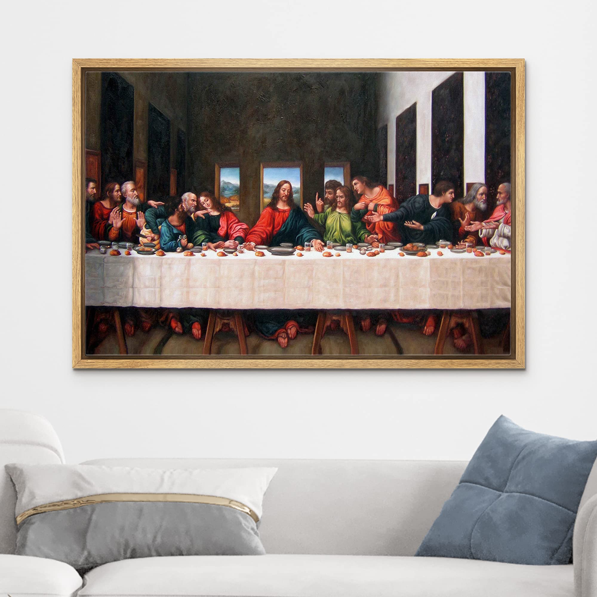 Wall26 - Framed Canvas Wall Art - Last Supper By Andrea Solari - Modern Home Art Stretched And Framed Ready To Hang - 16''X24''