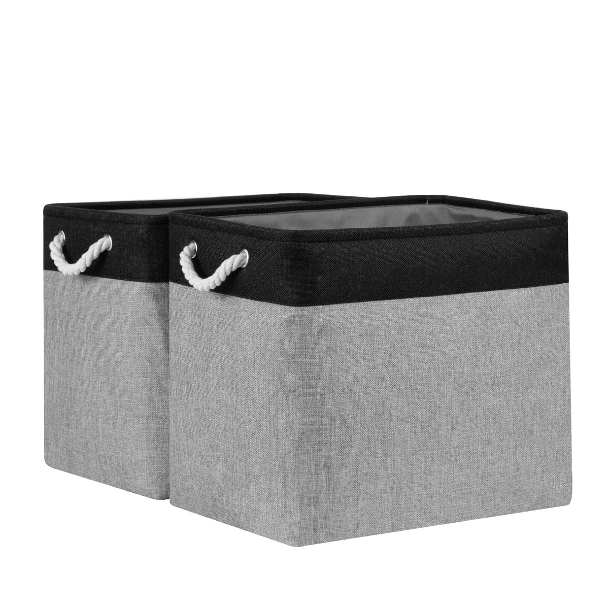 Bidtakay Storage Baskets Extra Large Baskets For Organizing Grey Rectangle Laundry Basket Linen Fabric Bins Set Of 2 Clothes Bas