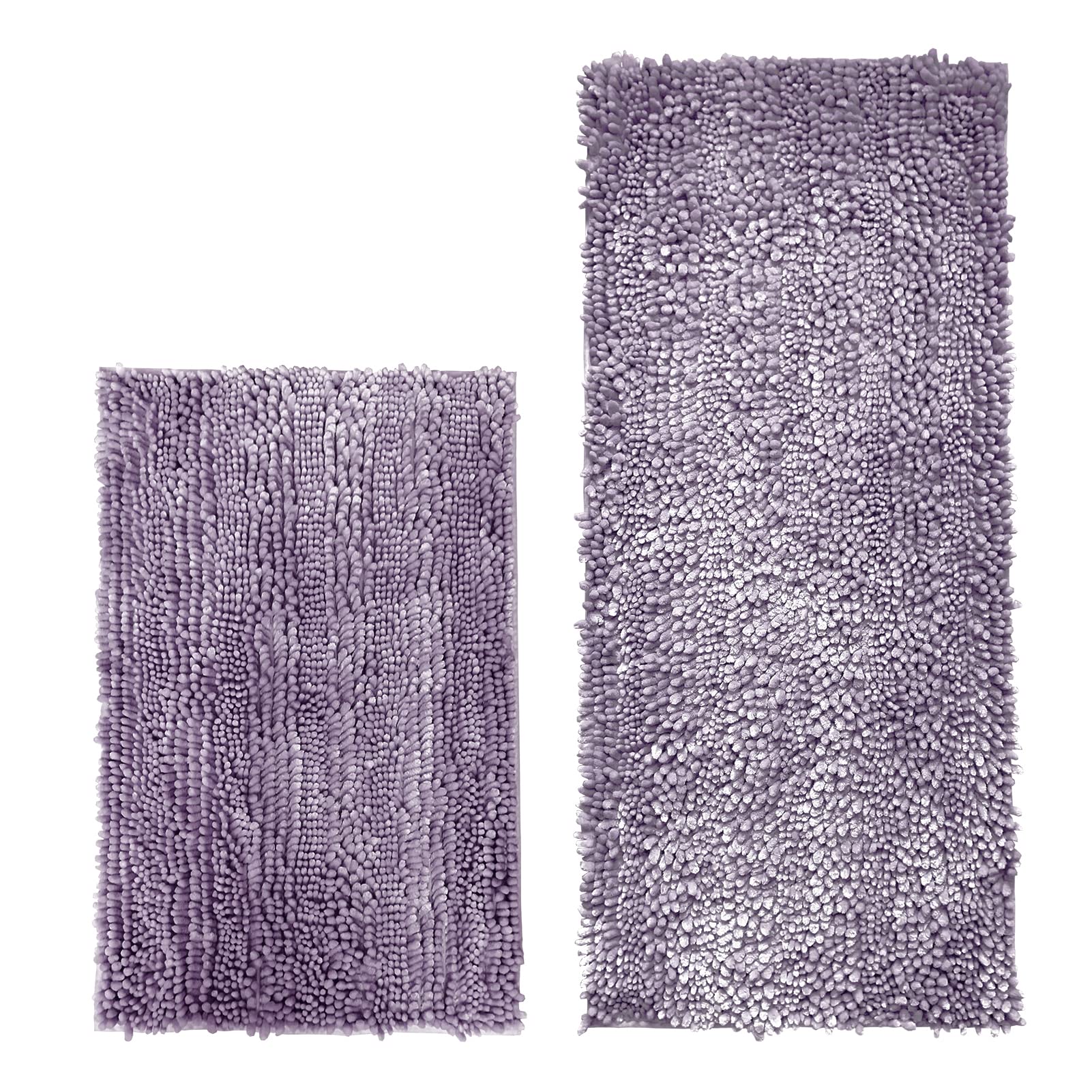 Civkor Bath Mats for Bathroom Purple  Bathroom Rugs Runner Long Chenille Bathroom Rug Set 47x20 Plus 31x20 Non Slip Backing Extra Soft & Absorbent Thick Shaggy Floor Mats  Machine Washable