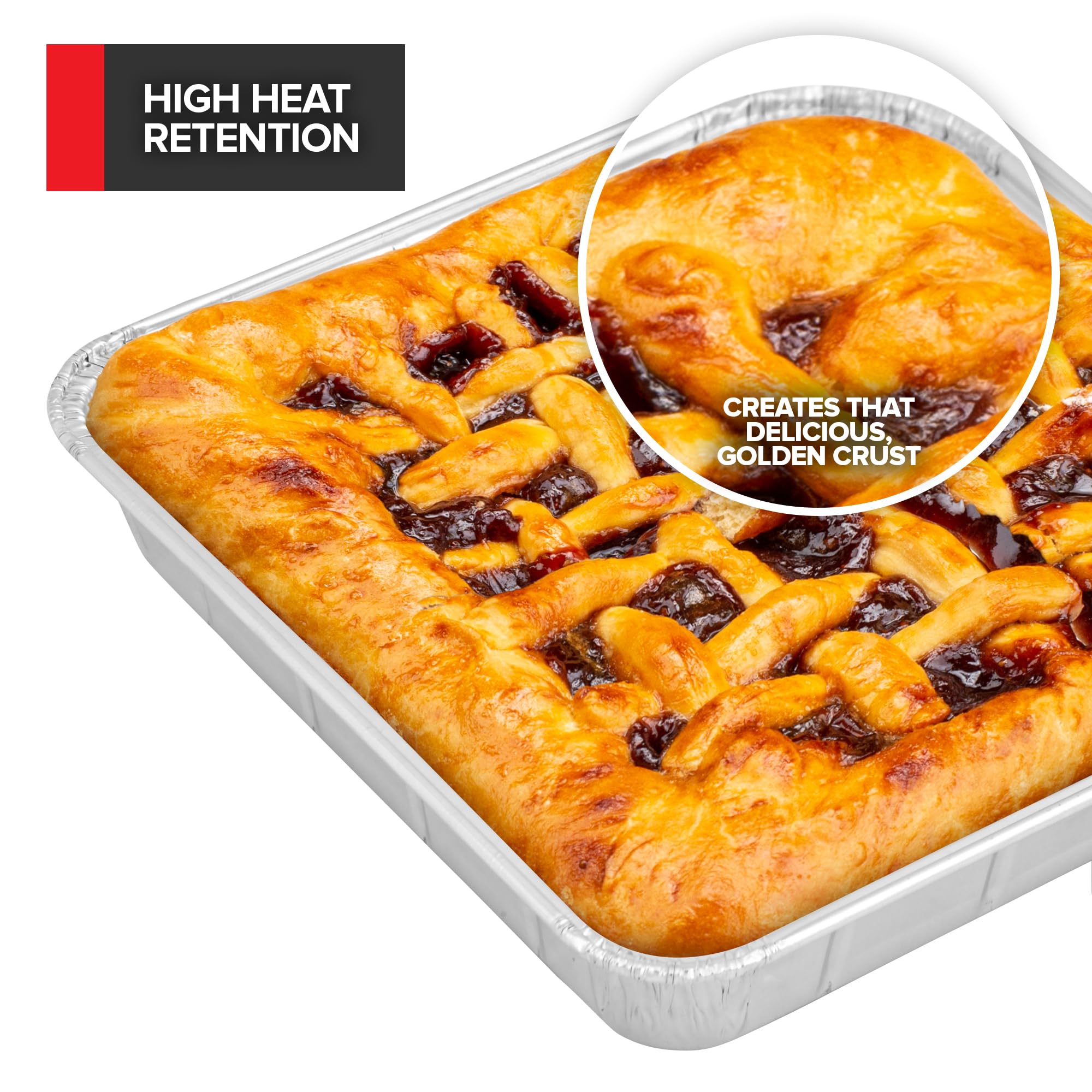 (Set Of 40) Aluminum Pans Disposable, (20) 9X13, (10) 8X8, (10) 1-Lb Heavy Duty Foil Pans, Baking Tins, Cooking Trays, Large And