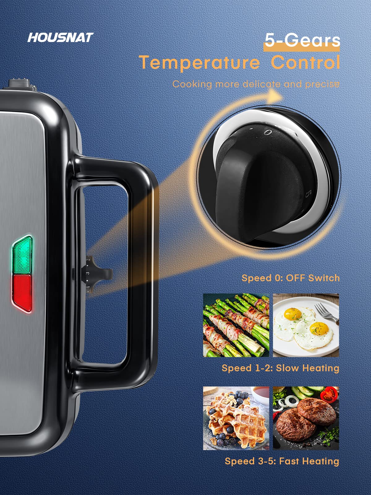 Housnat 3 In 1 Sandwich Maker, Waffle Maker With Removable Plates, 1200W Panini Press With Interchangeable Non-Stick Plates, Ind