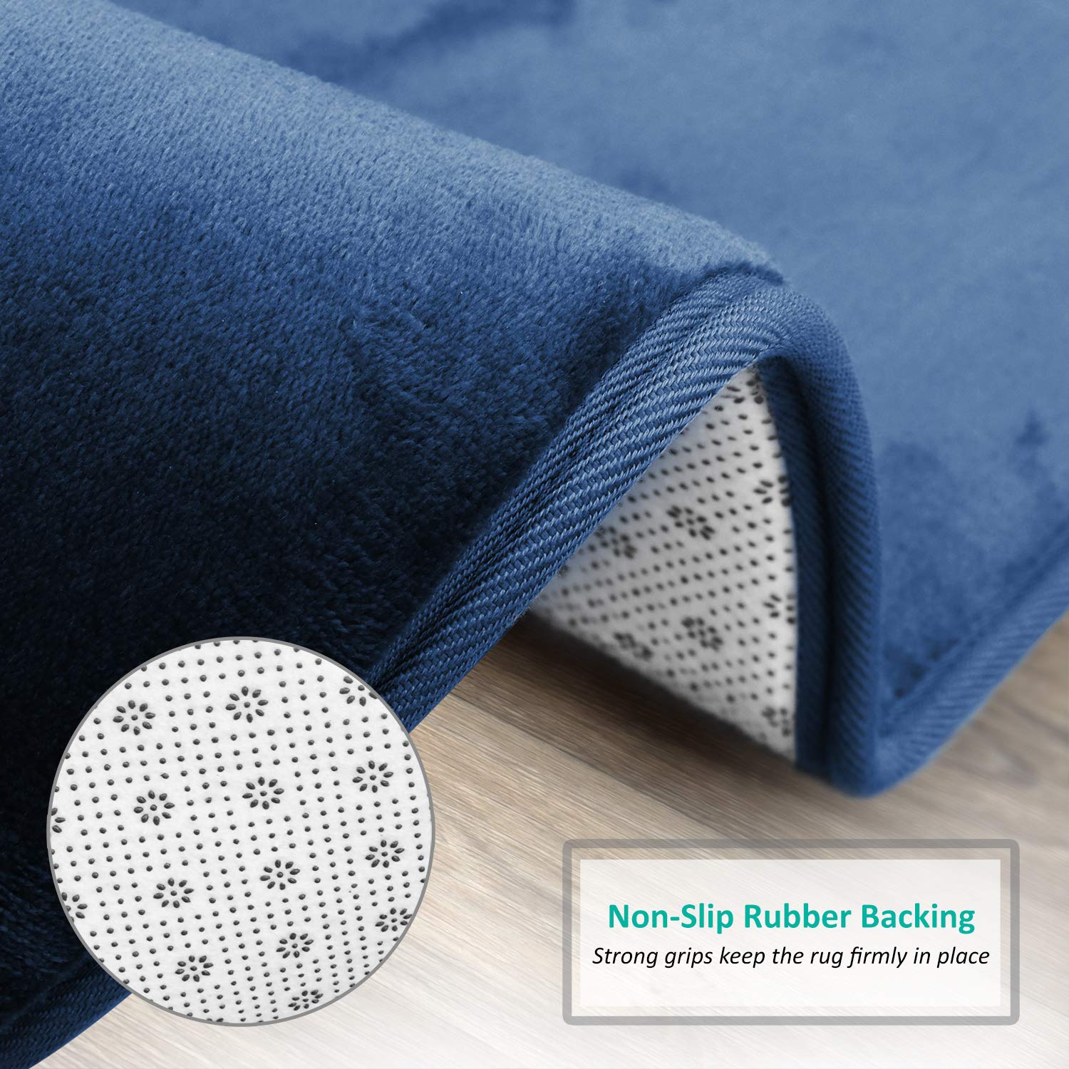 Clara Clark Bathroom Rugs - Memory Foam Bath Mat Set for Bathroom  Non Slip Absorbent Velvet - Fast Drying Bath Mats - Bathroom Rug and Contour Rug Set 3 Piece - 20 x 32-17 x 24-19 x 24  Navy