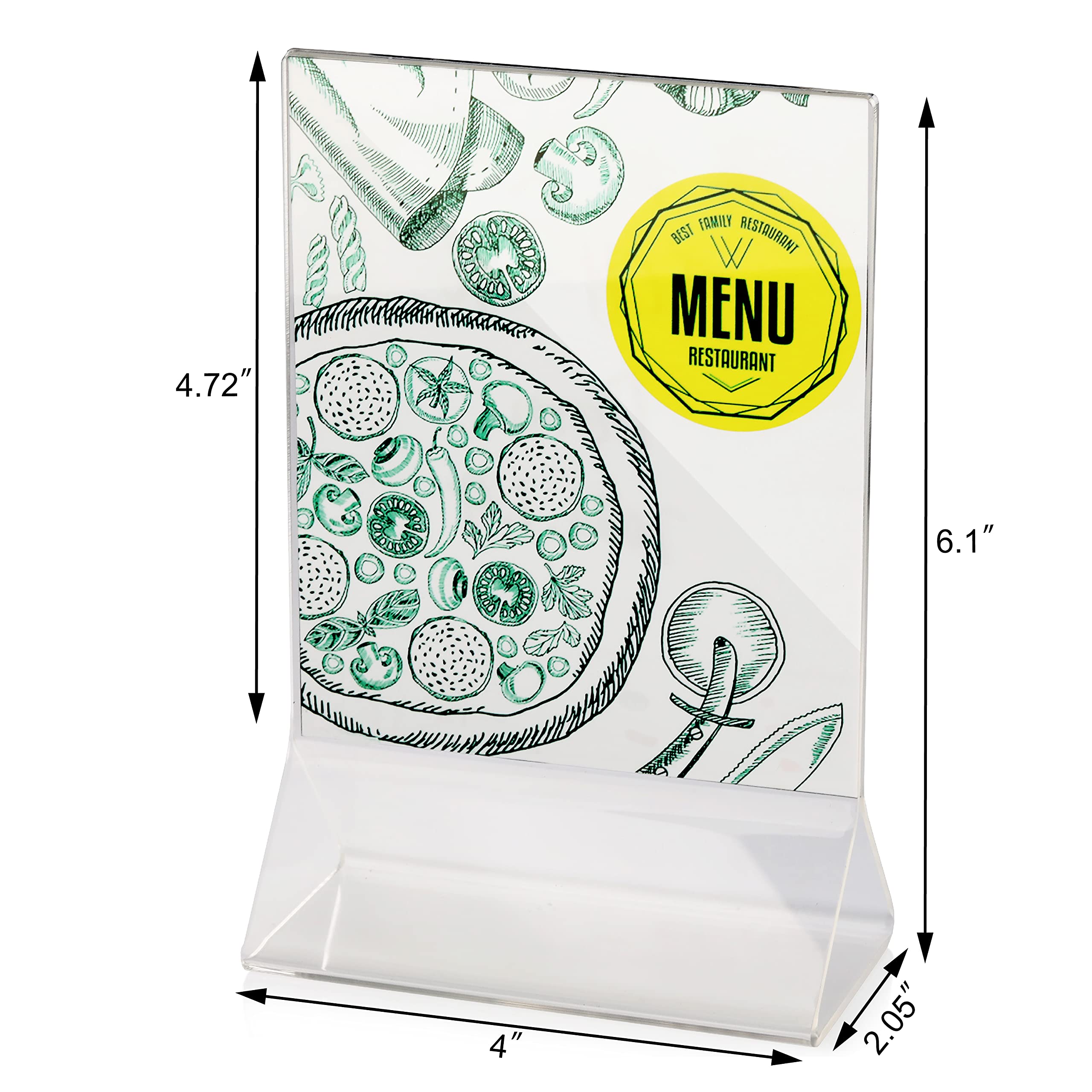 New Star Foodservice 22940 Acrylic Table Menu Card Holder, 4 By 6-Inch, Clear, Set Of 12