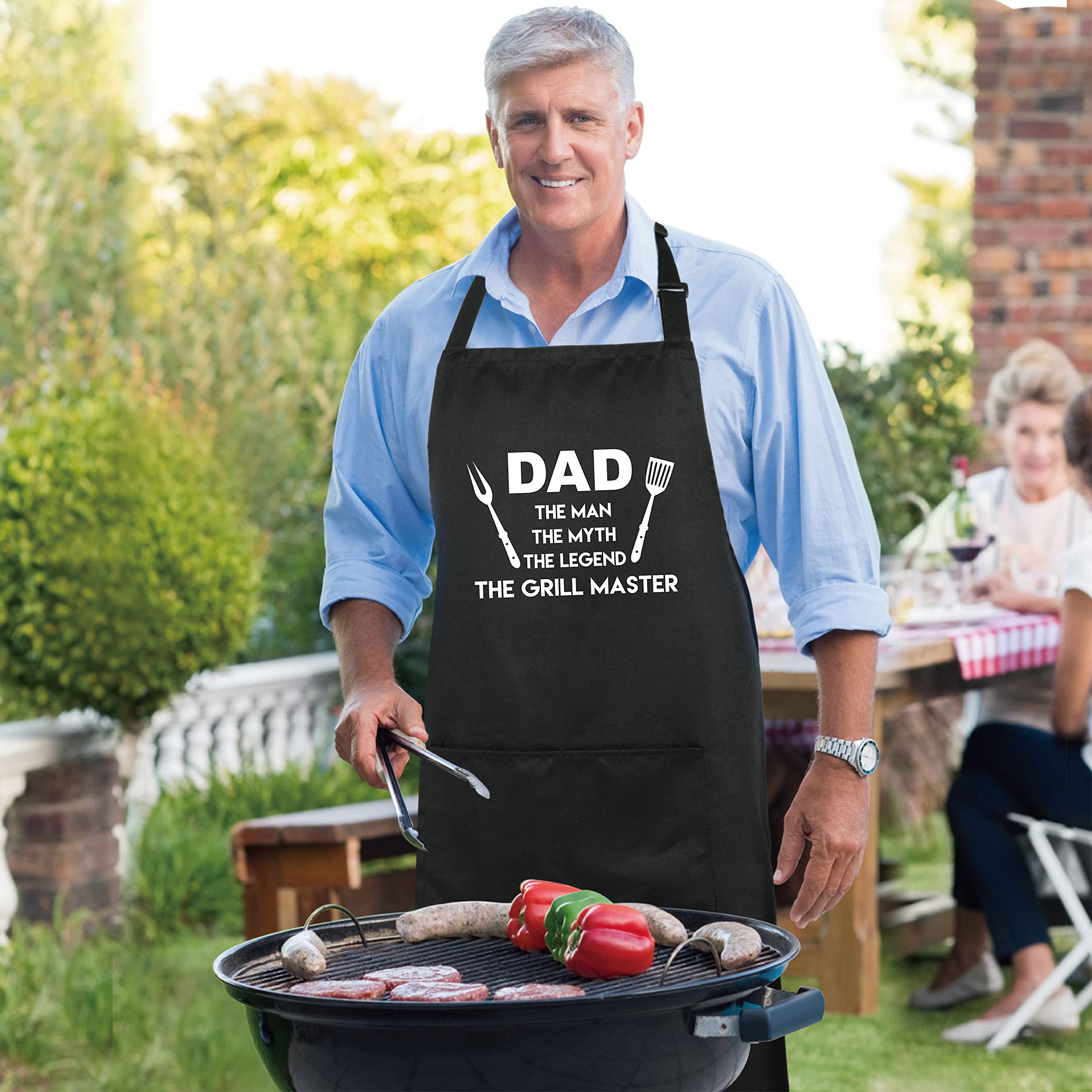 Xornis 100% Cotton Funny Aprons Grill Master With 2 Pockets Bbq Grilling Adjustable Bib Aprons Gifts For Men Dad Friends Father
