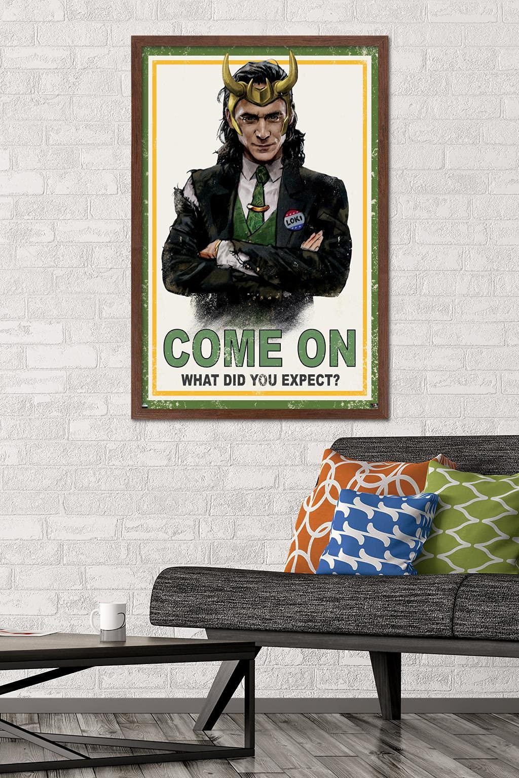 Trends International Marvel Loki-What Did You Expect Wall Poster, 22.375'' X 34'', Mahogany Framed Version