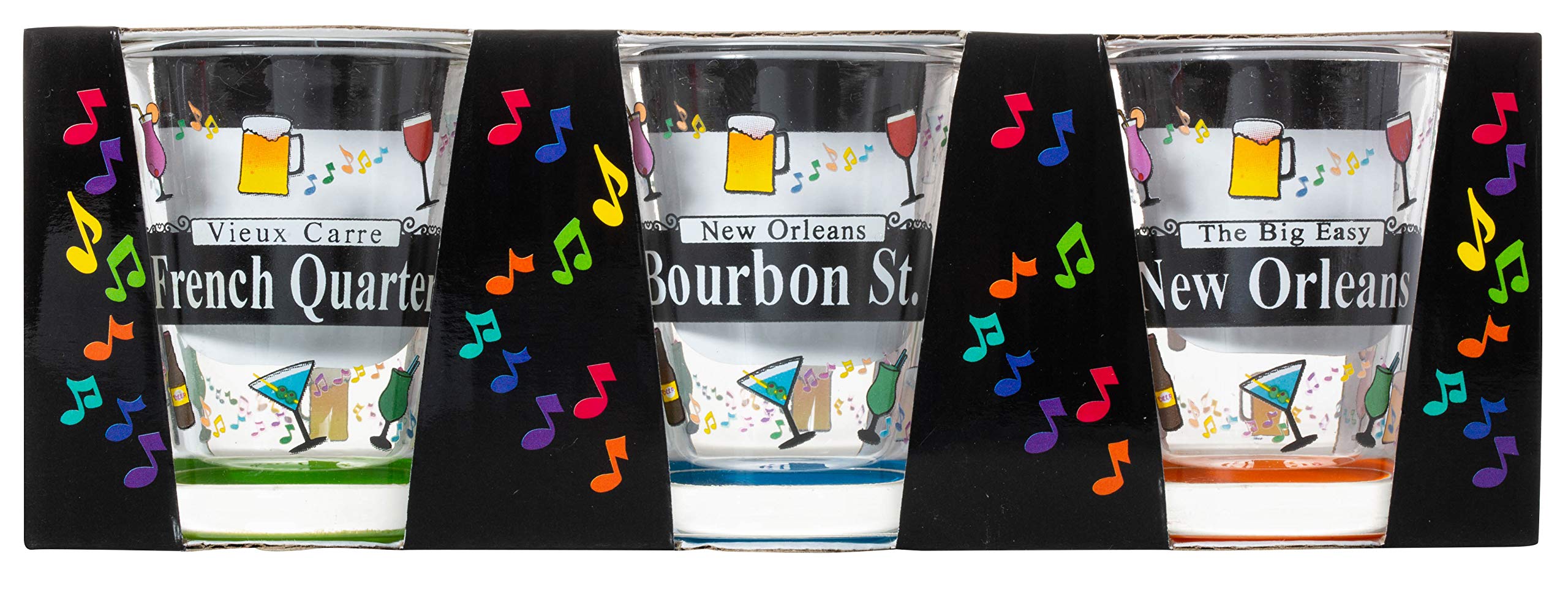 Set of 3 New Orleans Street Sign Mardi Gras Souvenir Shot Glasses