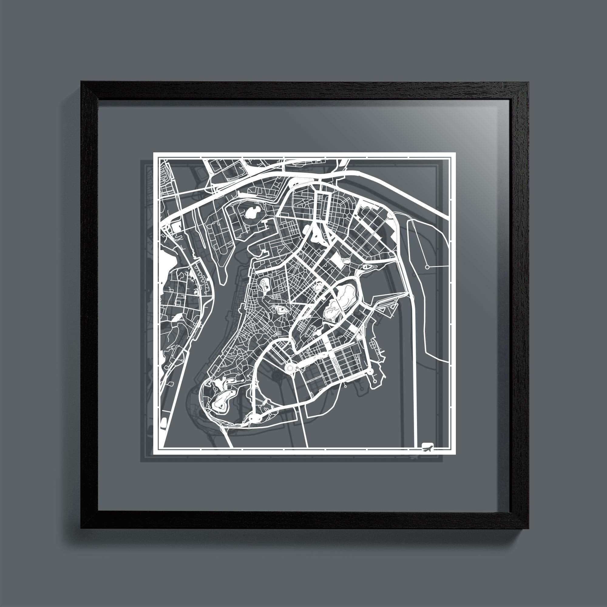 O3 Design Studio Macao Paper Cut Map White 12X12 Inches Paper Art