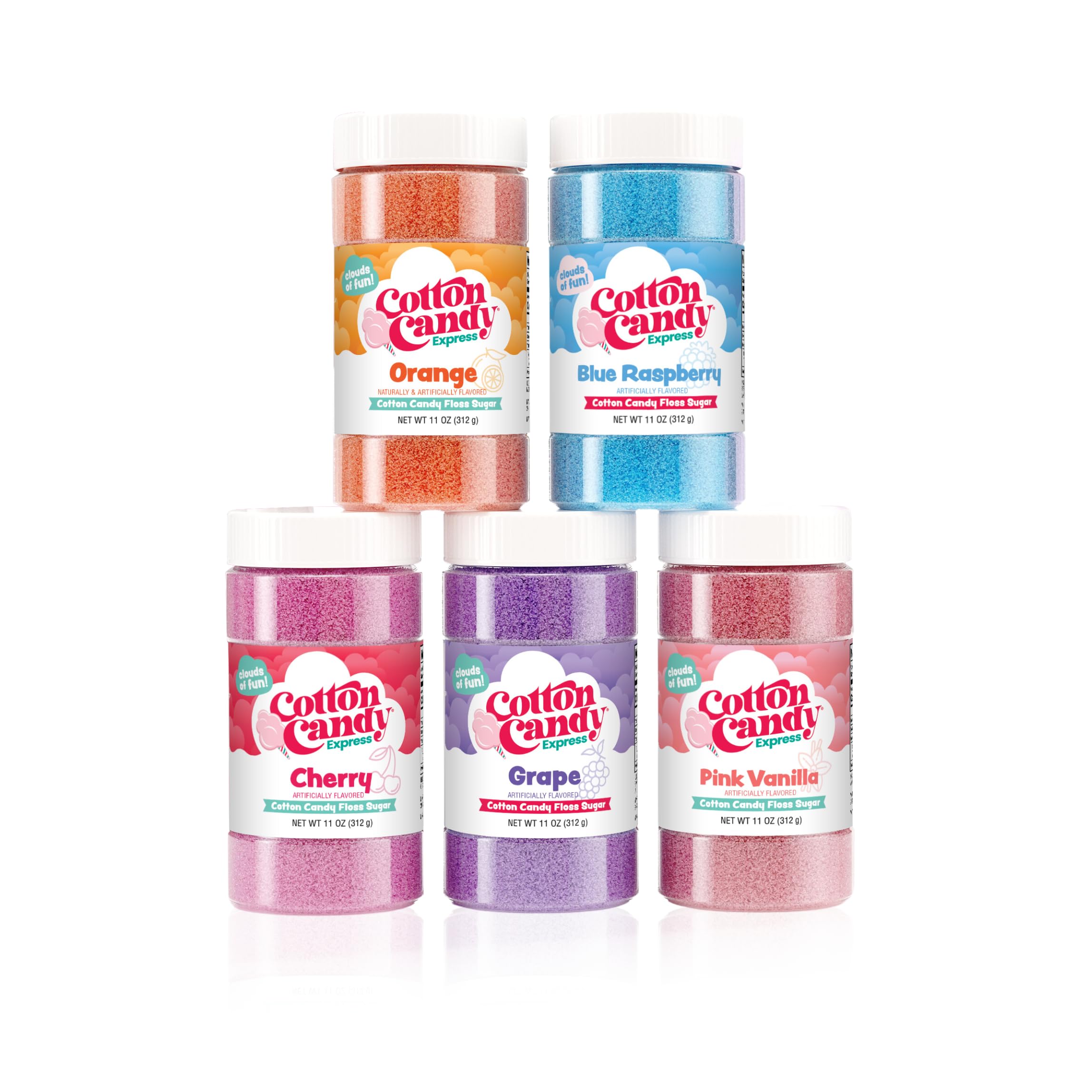Cotton Candy Express Bb1000-S Cotton Candy Machine, With 5-11Oz. Jars Of Cherry, Grape, Blue Raspberry, Orange, Pink Vanilla Flo