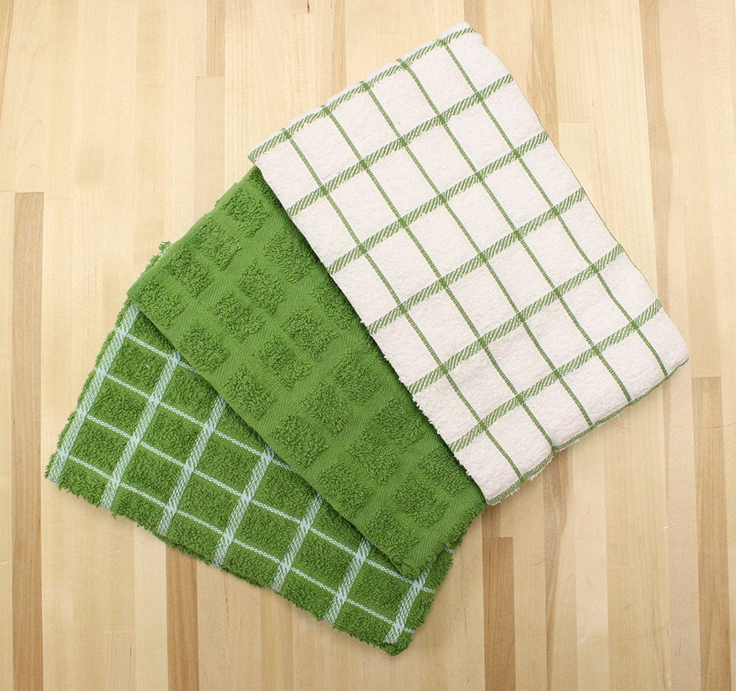 Ritz 100% Cotton Terry Kitchen Dish Towels, Highly Absorbent, 25    X 15   , 3-Pack, Cactus Green