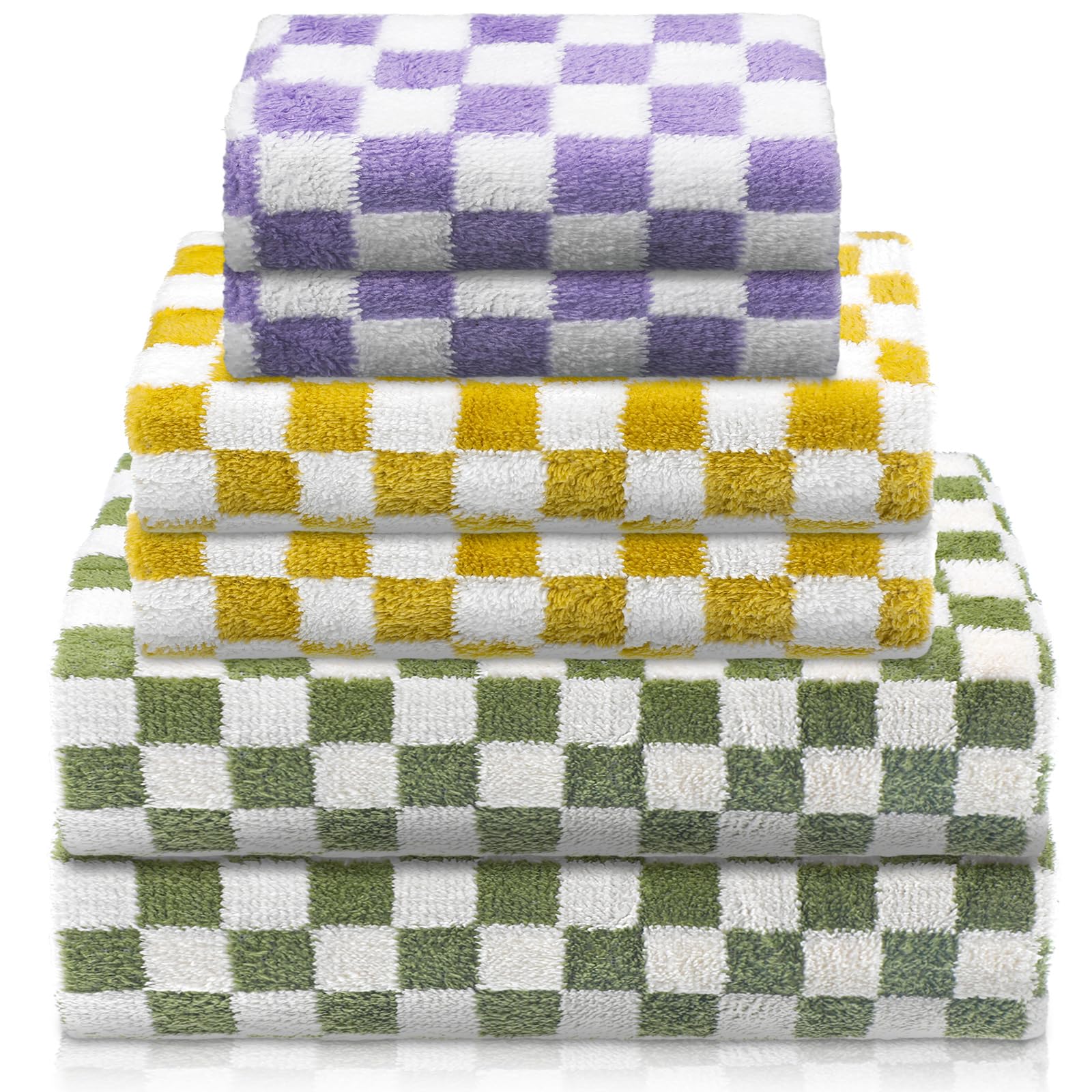 Kinlop 6 Pcs Bath Towel Set 2 Bath Towel 2 Hand Towel 2 Washcloth Soft Quick Dry Bathroom Towel Set for Bathroom Home Gym Spa Be
