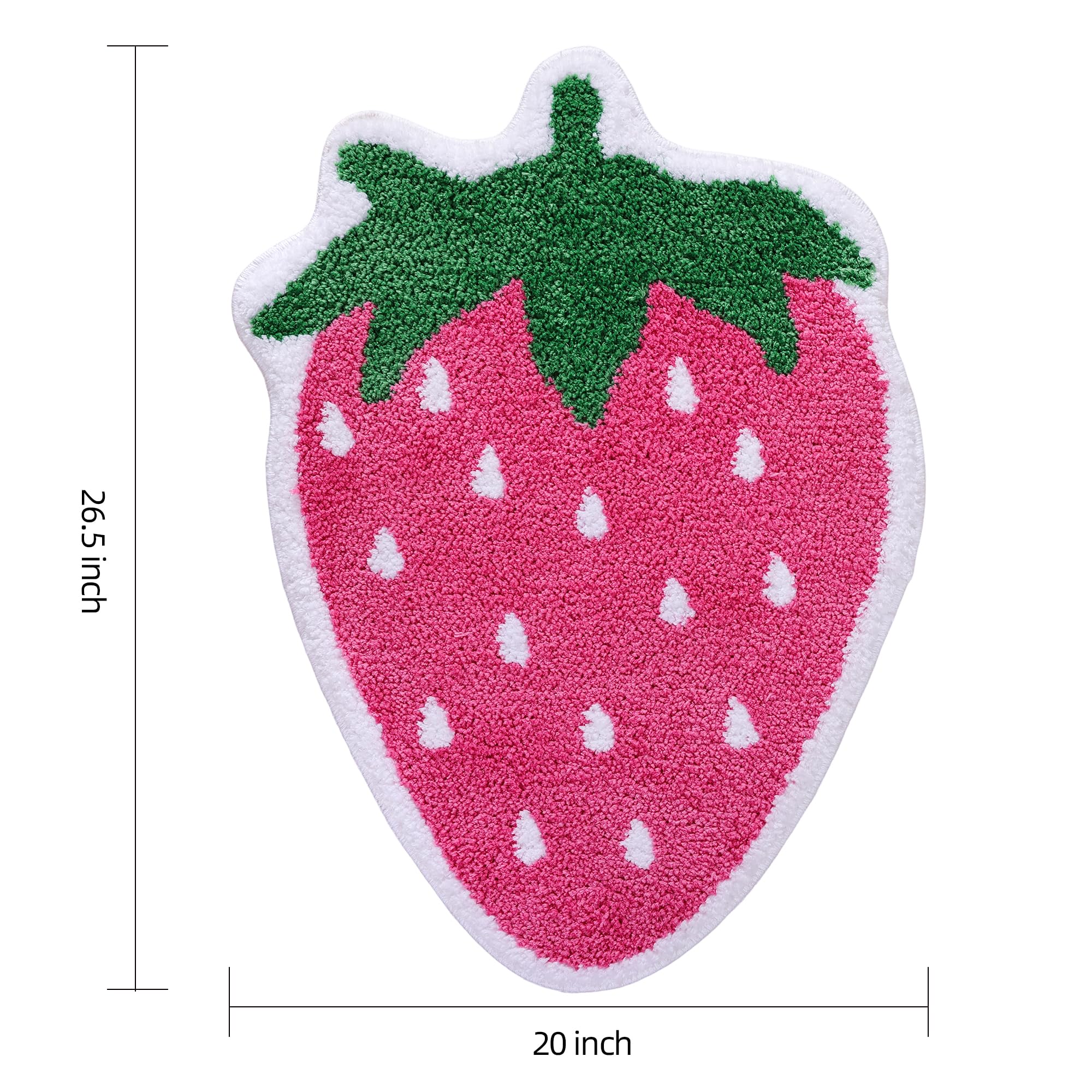 FROZZUR Pink Strawberry Bath Mat  Bath Mats for Bathroom Fruit Shaped Bathtub Rug Bathroom Tub Plush Shower Rugs Washable Non Slip