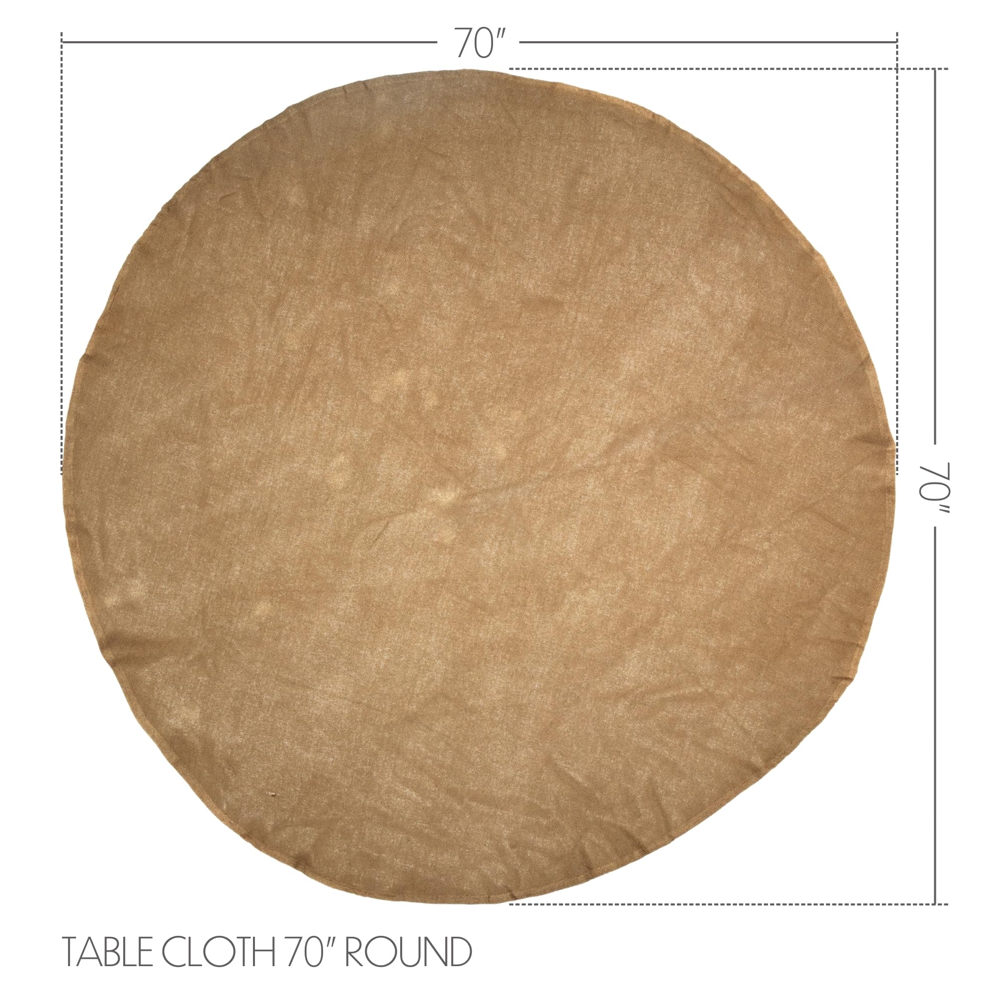 VHC Brands Burlap Farmhouse Dining Room  Kitchen Table Cloth Soft Tailored Woven Cotton in Natural Tan 60x60