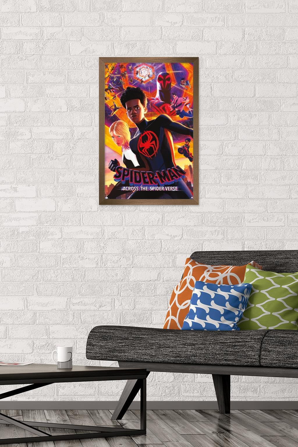 Trends International Marvel Spider-Man: Across The Spider-Verse - Group One Sheet Wall Poster, 14.72'' X 22.37'', Bronze Framed