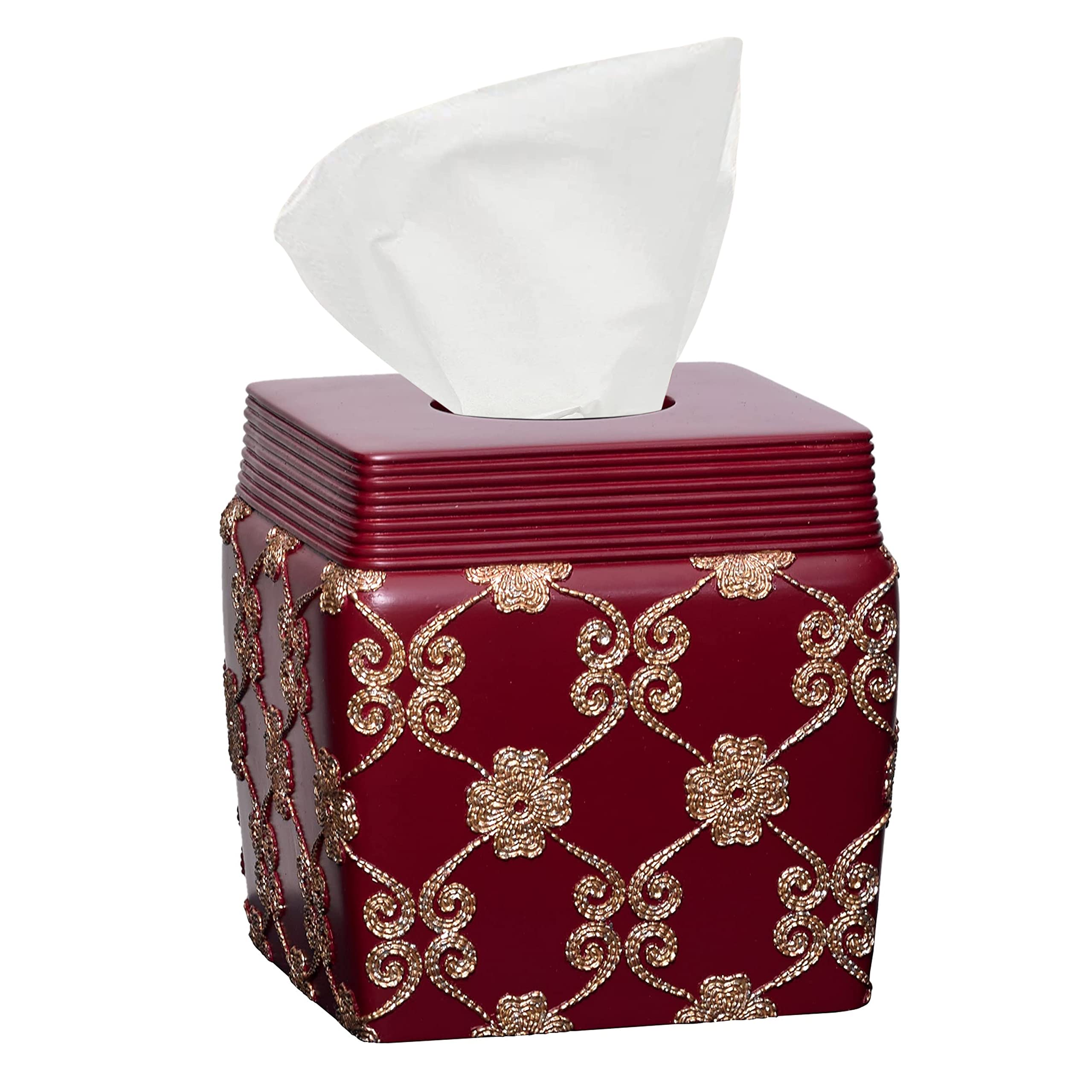 Popular Bath Tissue Box, Vlegant Rosa Collection, Burgundy/Gold