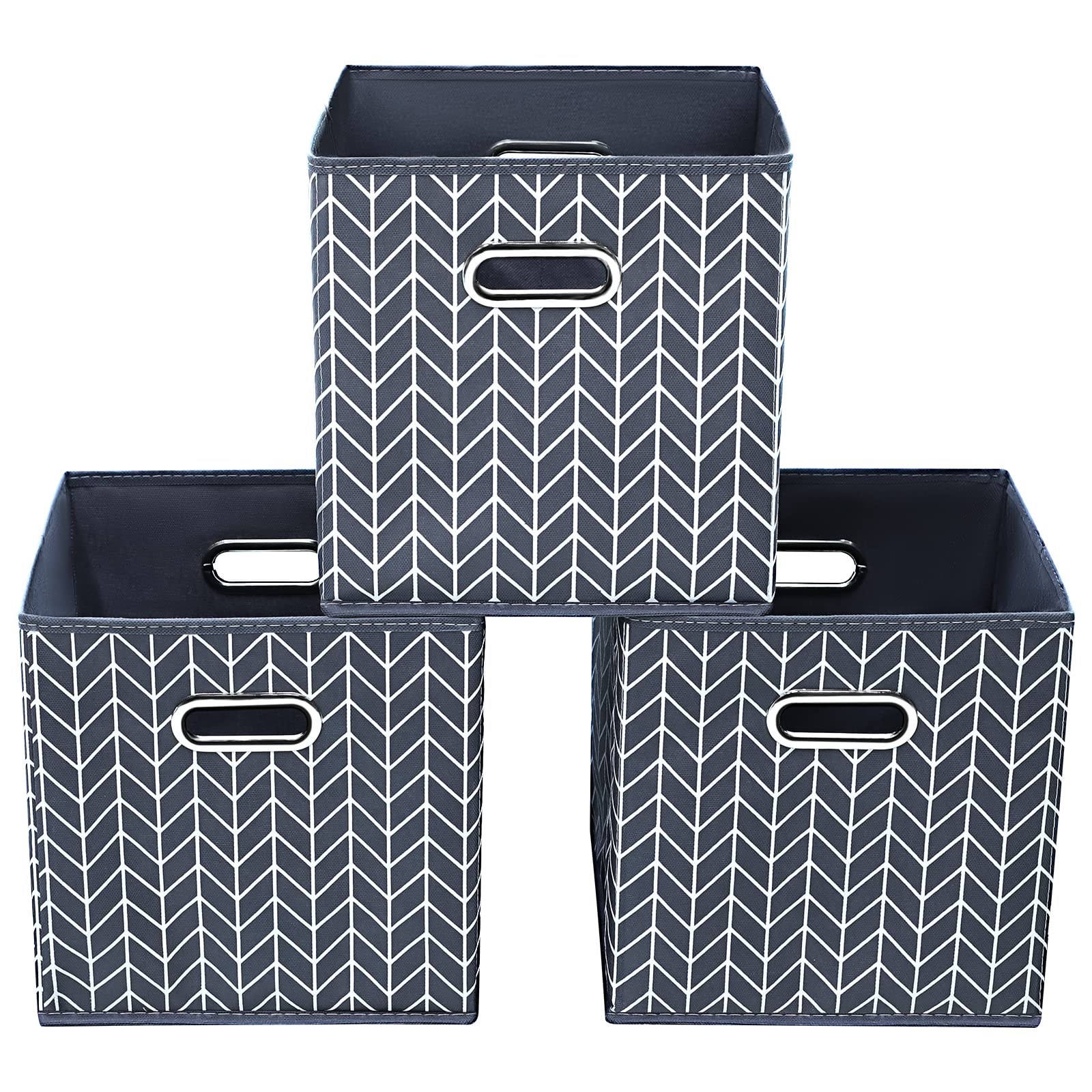 Yunkeeper 11 Inch Cube Storage Bins , Fabric Cube Organizer Bins With Handle, Foldable Cube Bins For Cloth Or Accessary Storage,