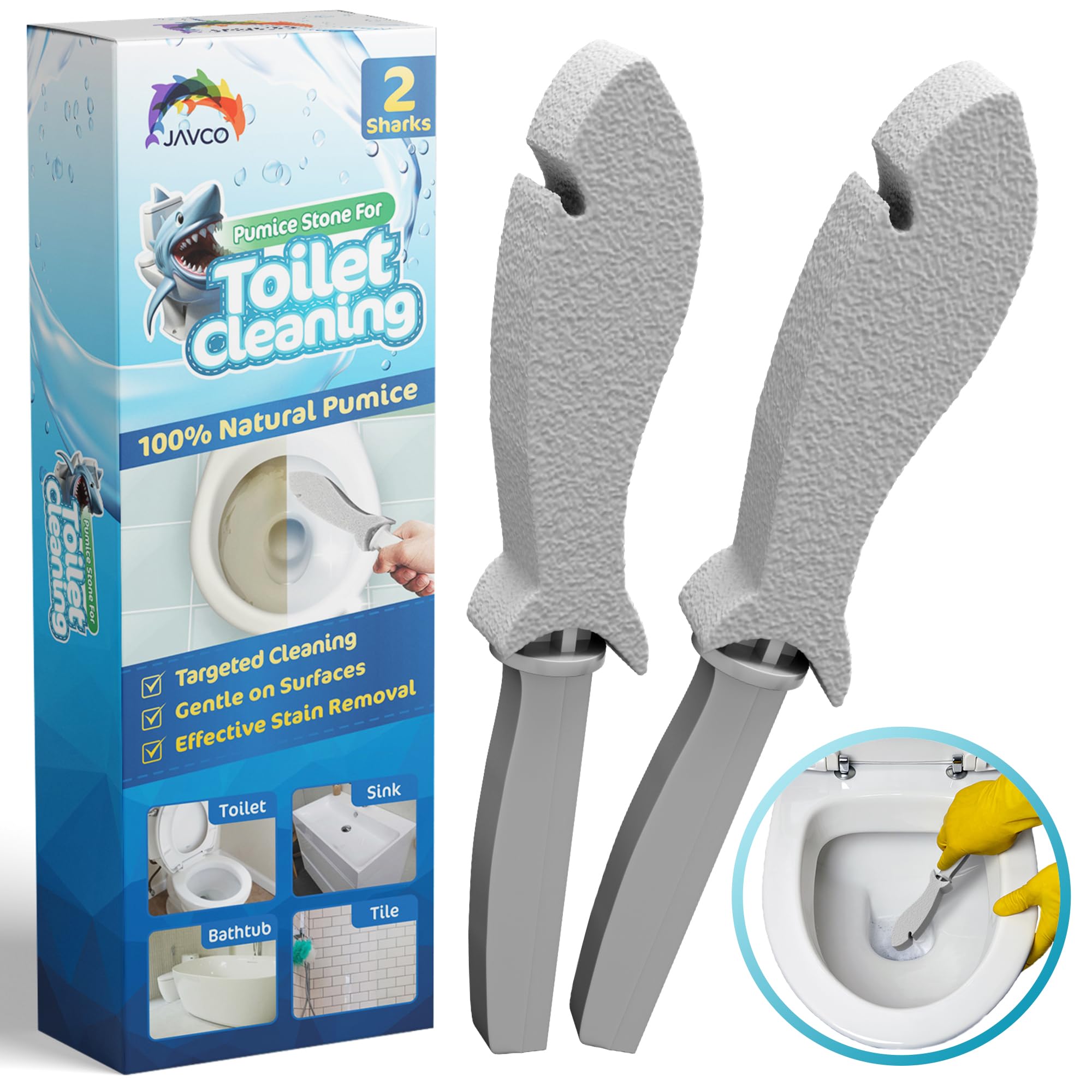 Javco 2 Pack Pumice Stone For Toilet Cleaning | Toilet Pumice Stone With Handle | Pumice Cleaning Stone For Toilet Bowl