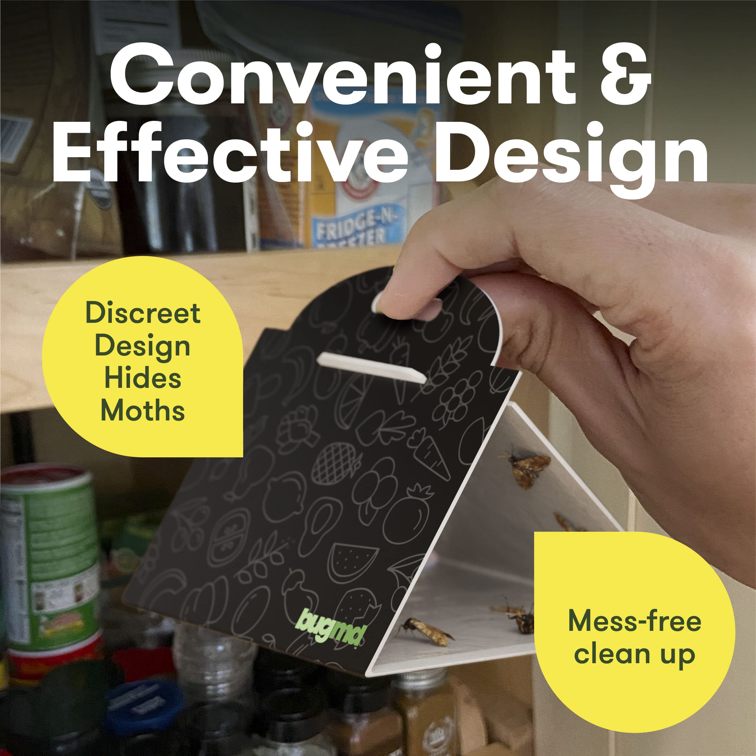 Bugmd Pantry Pest Patrol (6 Count, Black) - Moth Traps For Kitchen, Pantry Moth Trap, Bug Trap, Moth Traps For House Pantry, Get