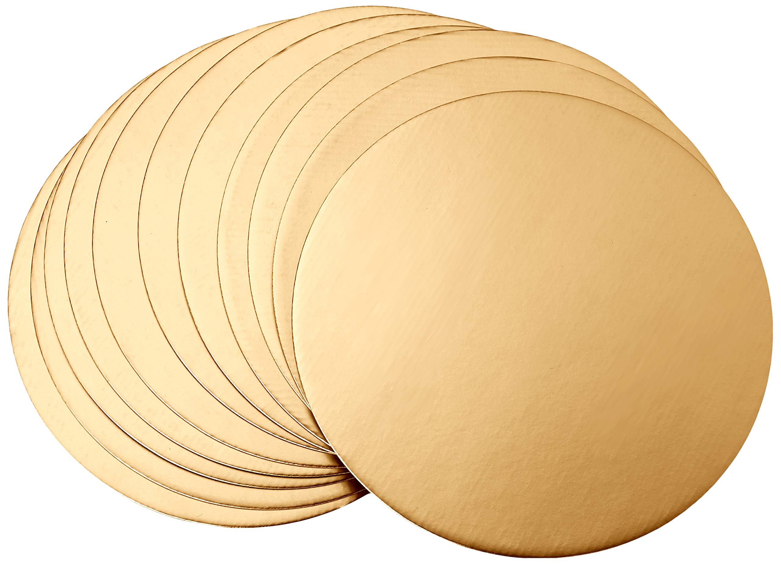 Fox Run 12-Piece Cardboard Scalloped Cake Circle Base, 10'', Gold