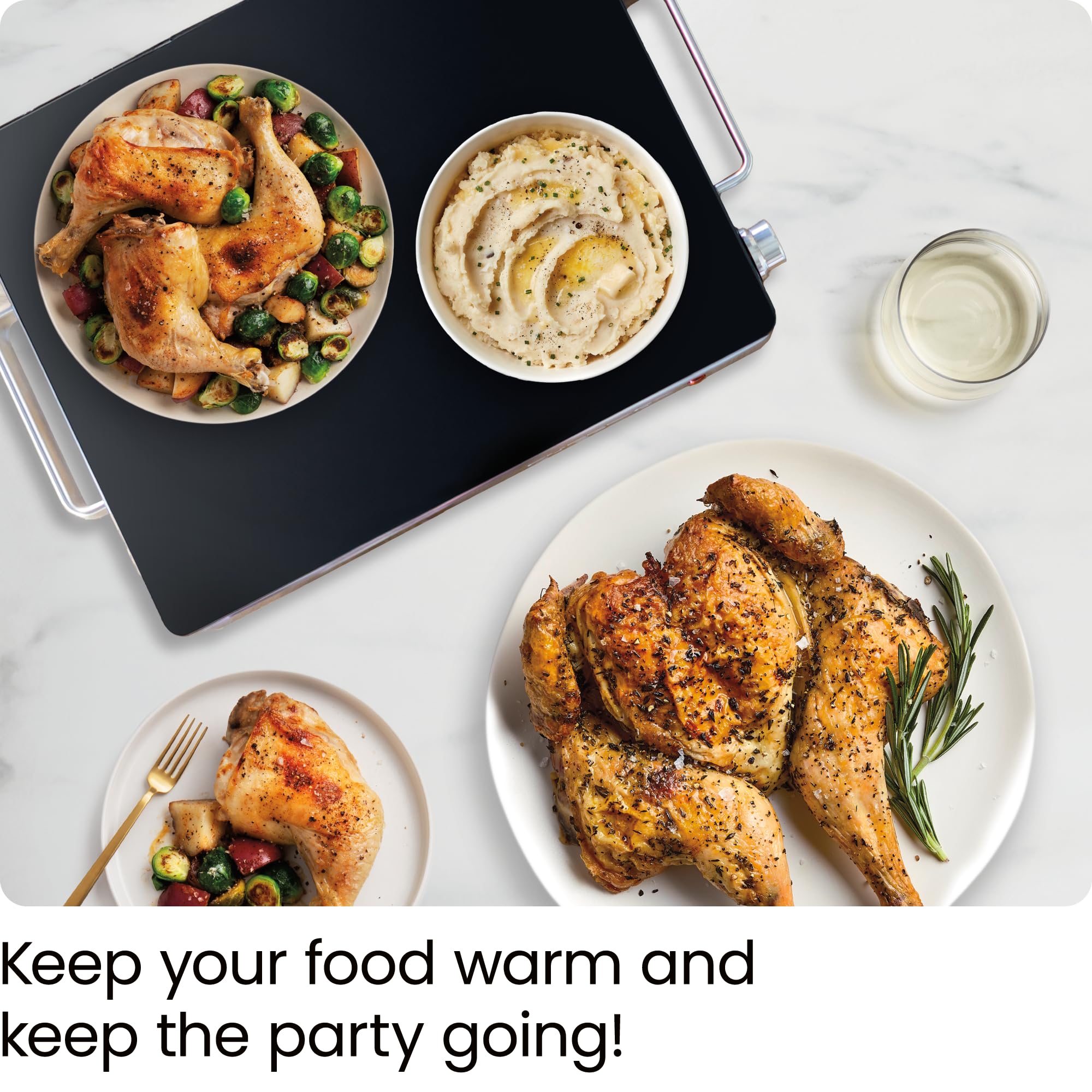 Chefman Compact Glasstop Warming Tray With Adjustable Temperature Control Perfect For Buffets, Restaurants, Parties, Events, Hom