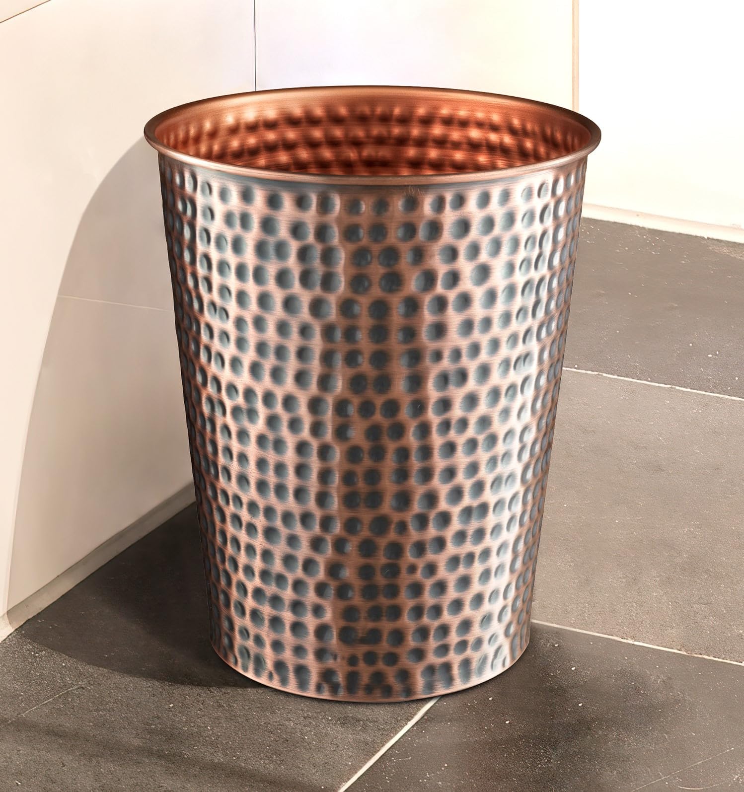 Monarch Abode Handcrafted Metal Wastebasket Trash Can For Home Office Bedroom - Decorative Wastebasket - Modern Bathroom Decor -