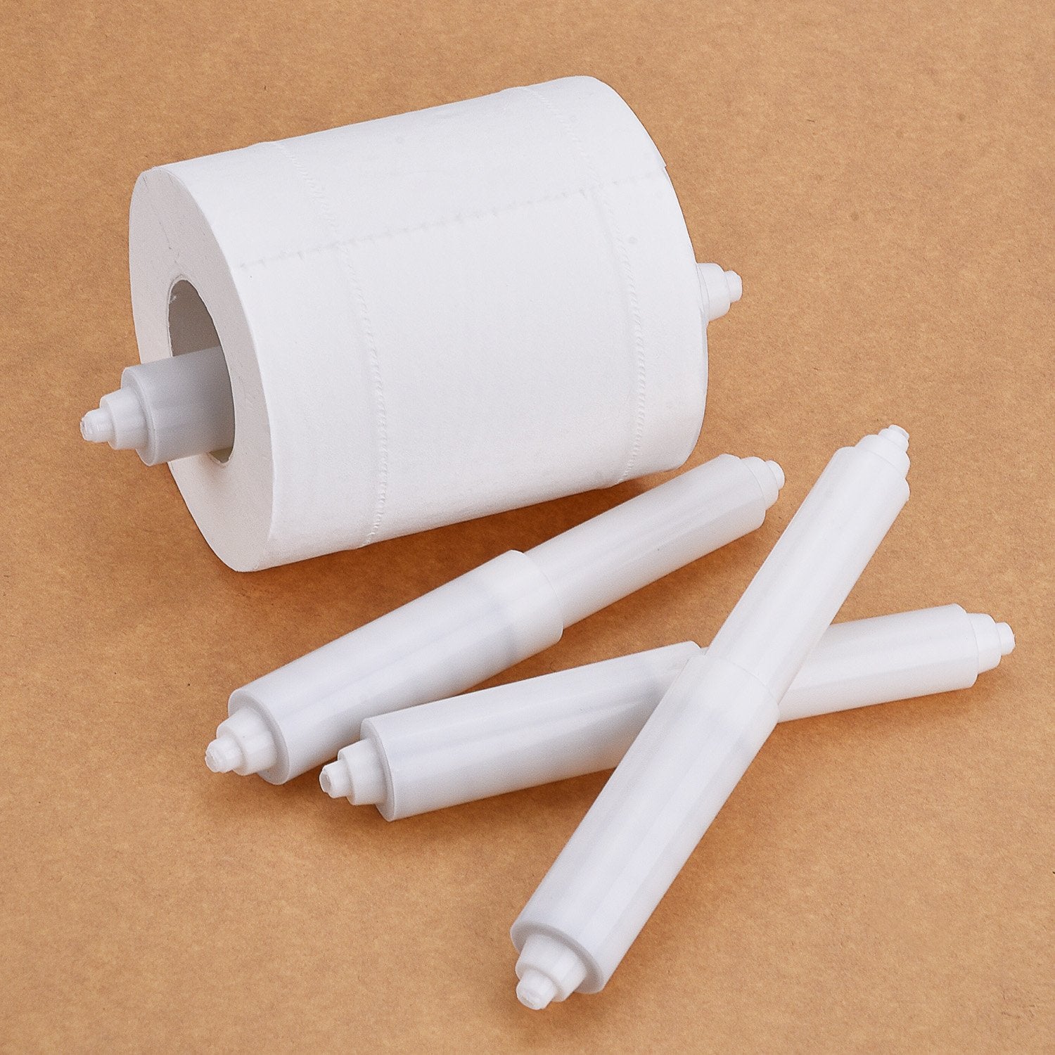 2 Pieces Toilet Paper Holder Roller Spindle Replacement Rod Plastic Spring Loaded (White)