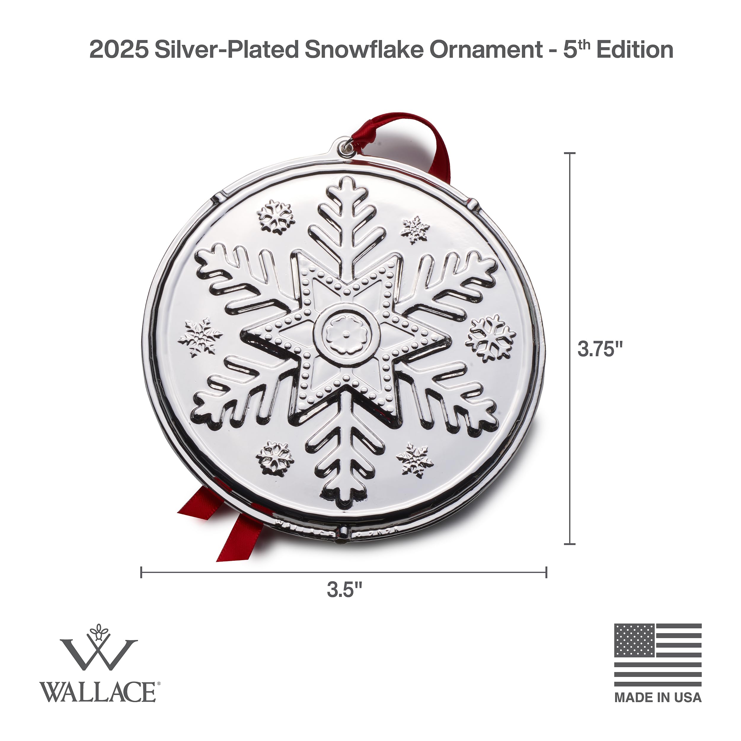 Wallace 2025 Silver Plated Snowflake Ornament 5th Edition