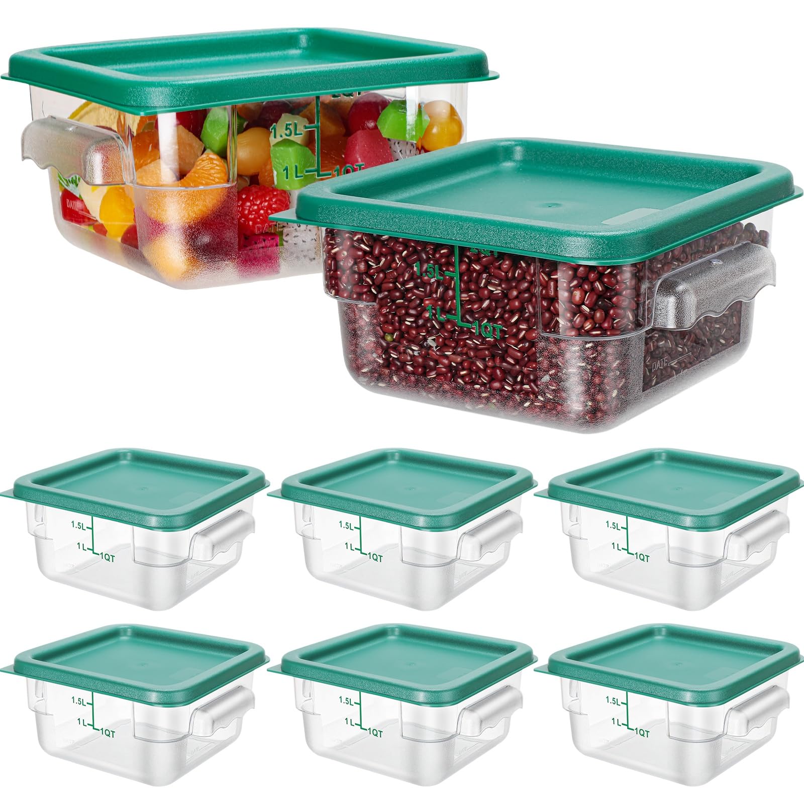 Lallisa 8 Pcs 2 Quart Food Storage Containers with Lids, Green