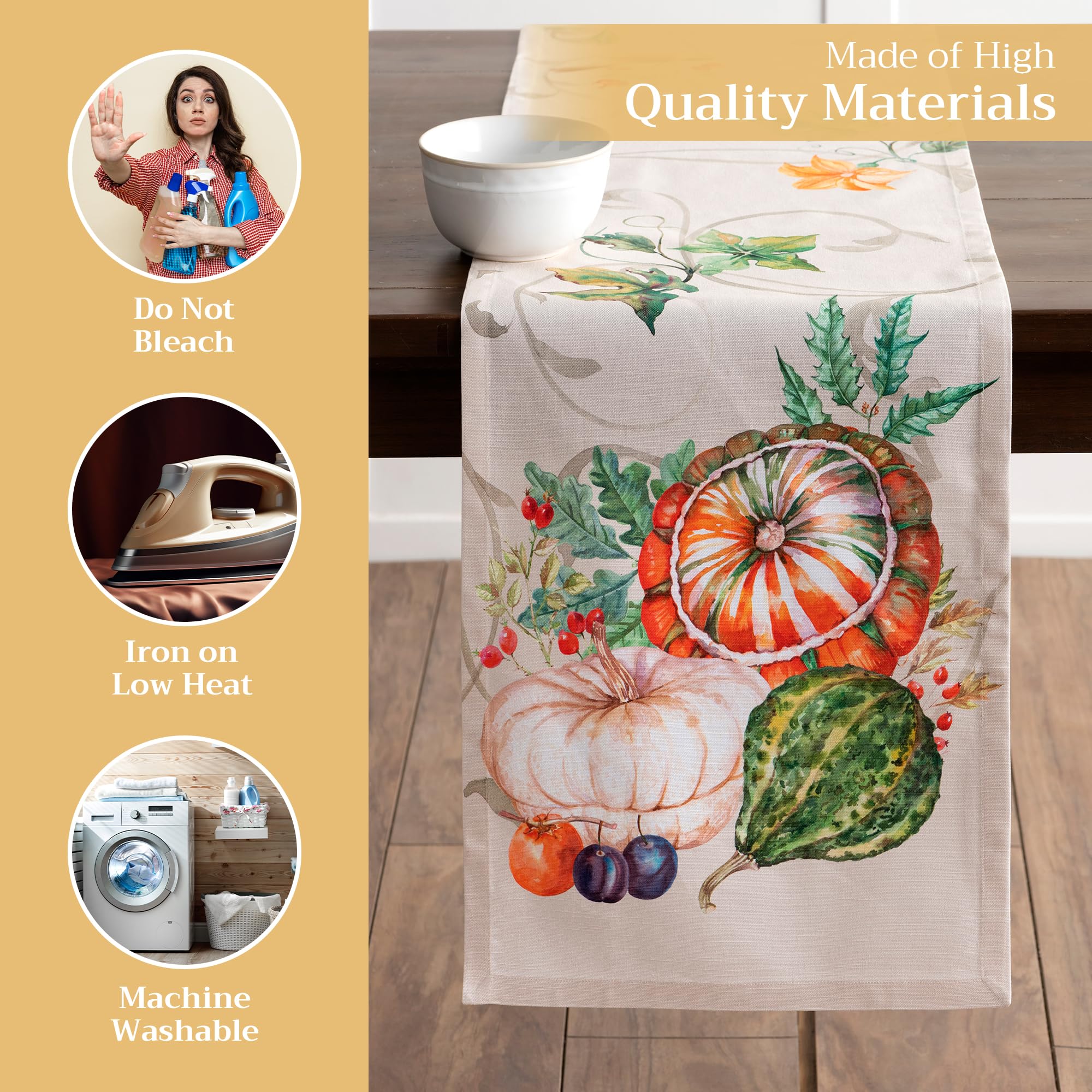 Maison D' Hermine Tablerunner 14.50''X72'' 100% Cotton Decorative Table Runners For Gifts, Kitchen, Party, Wedding, Restaurant &