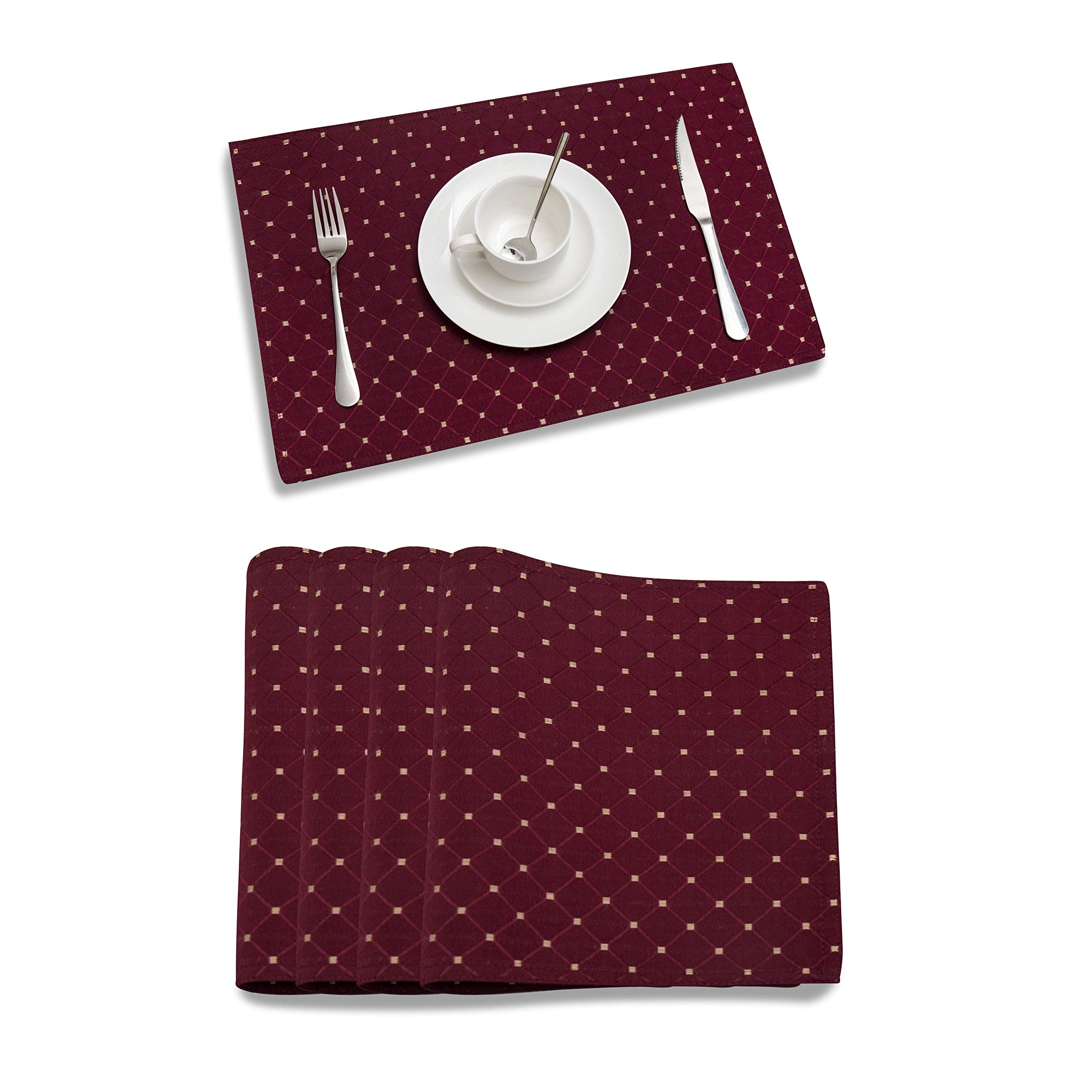 Randall Placemats Table Mats Waffle Geometric Diamond 4Pcs Set Heat Insulated Resistant Spot Clean Machine Washable, Soft And Du