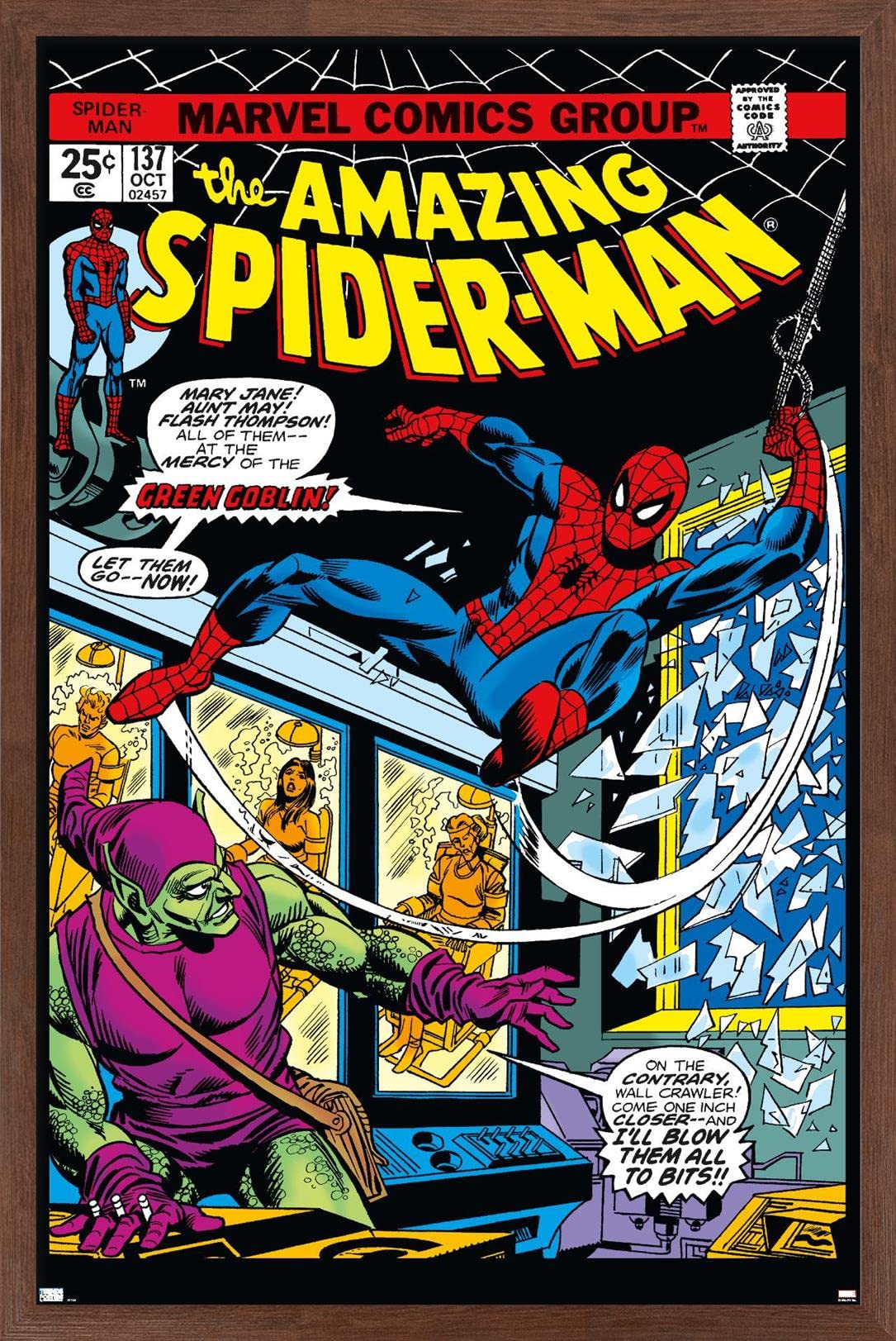 Trends International Marvel Comics - Spider-Man - Amazing Spider-Man #137 Wall Poster, 14.72'' X 22.37'', Mahogany Framed Versio