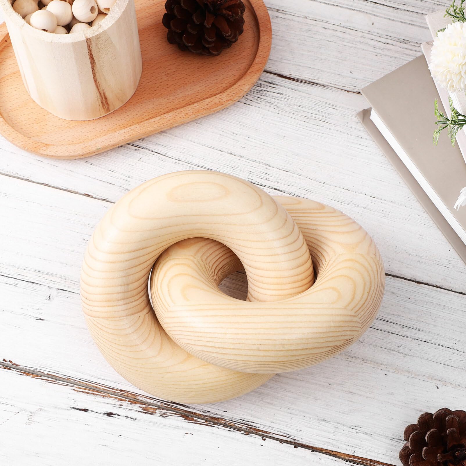 IMIKEYA Wood Knot Decor - Natural Wood Chain Link Decor, Coffee Table, Knot Shelf Ative Chain for Farmhouse Living Room Hallowee