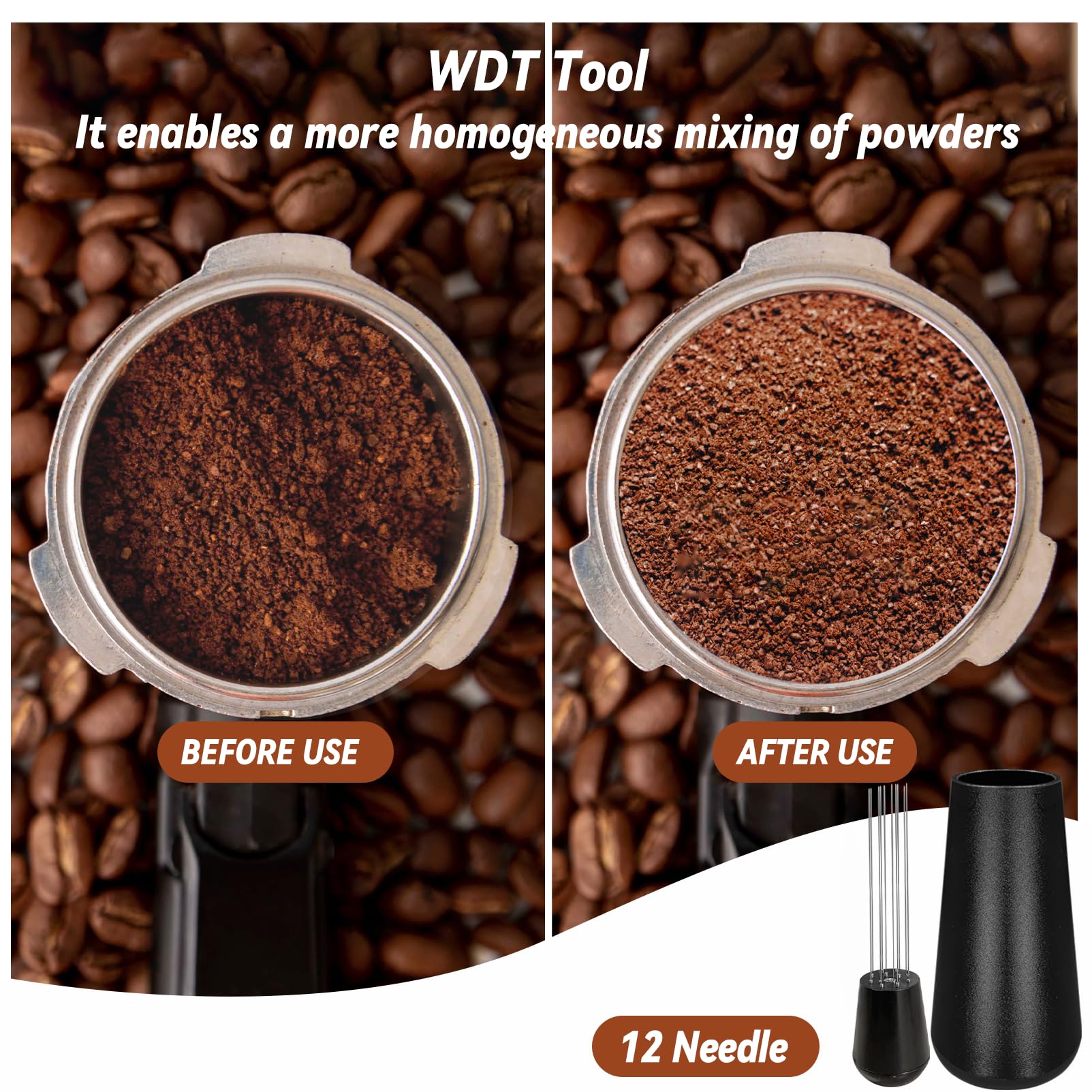 Espresso Hand Tamper 51Mm, Coffee Tamper With Wdt Tool Calibrated Spring Loaded, Hand Tampers With Silicone Mat, 100% Flat Stain