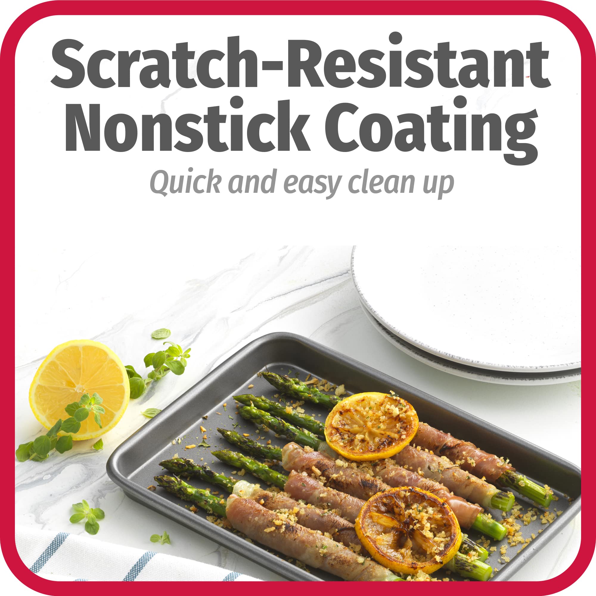 Goodcook Set Of 2 Nonstick Steel 9'' X 6.2'' Toaster Oven Mini Baking Sheets With Racks, Gray (4221)