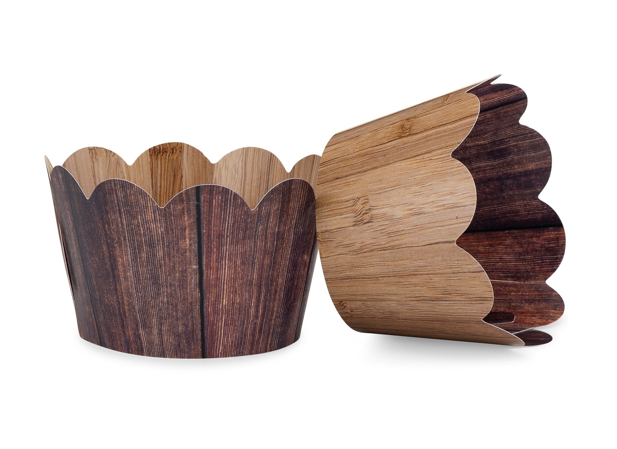 Woodgrain Cupcake Wrappers For Rustic Weddings, Western Cowboy/Cowgirl Birthday Parties, Lumberjack, Woodland, Outdoors Baby Or