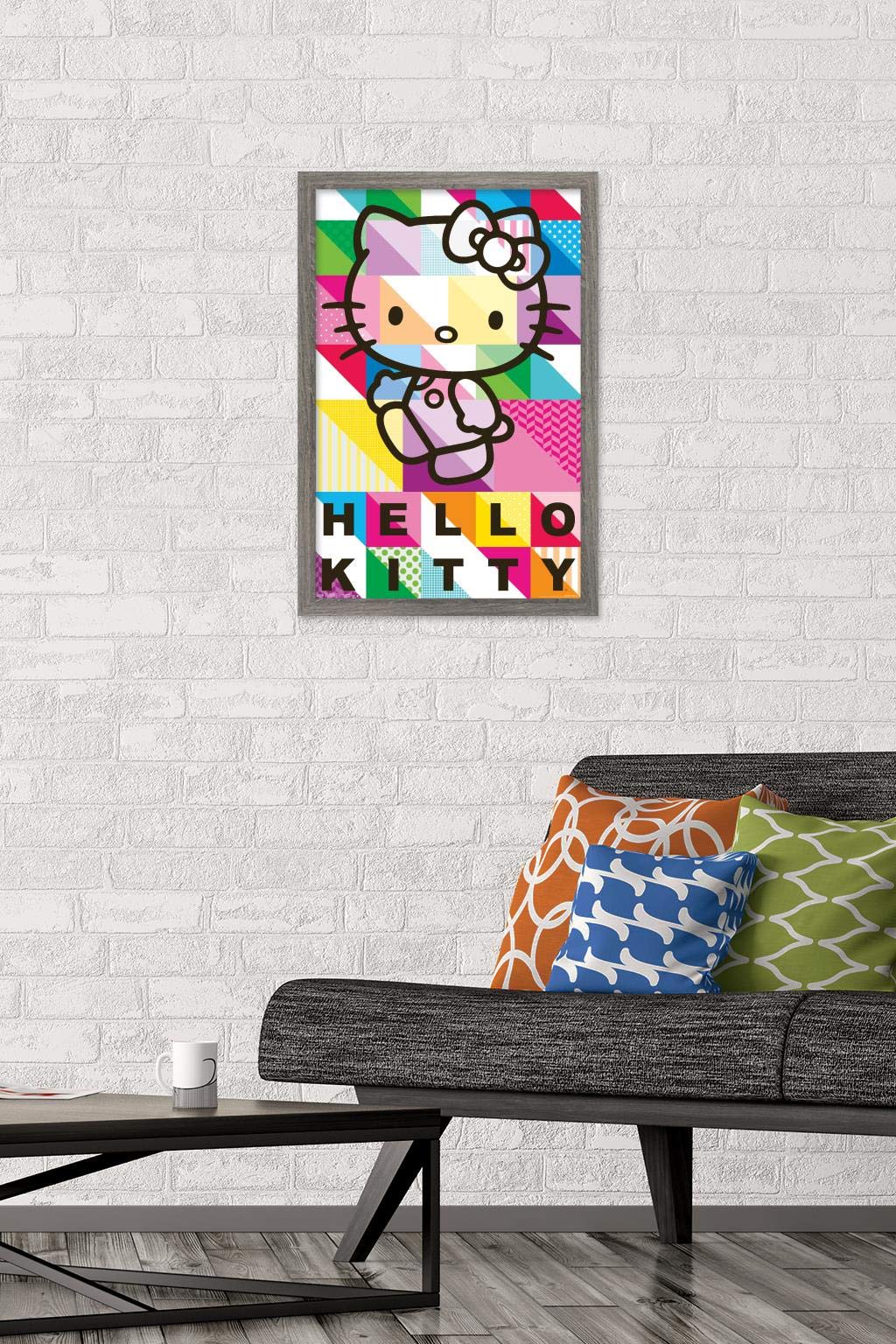 Trends International Hello Kitty - Patterns Wall Poster, 14.725'' X 22.375'', Barnwood Framed Version