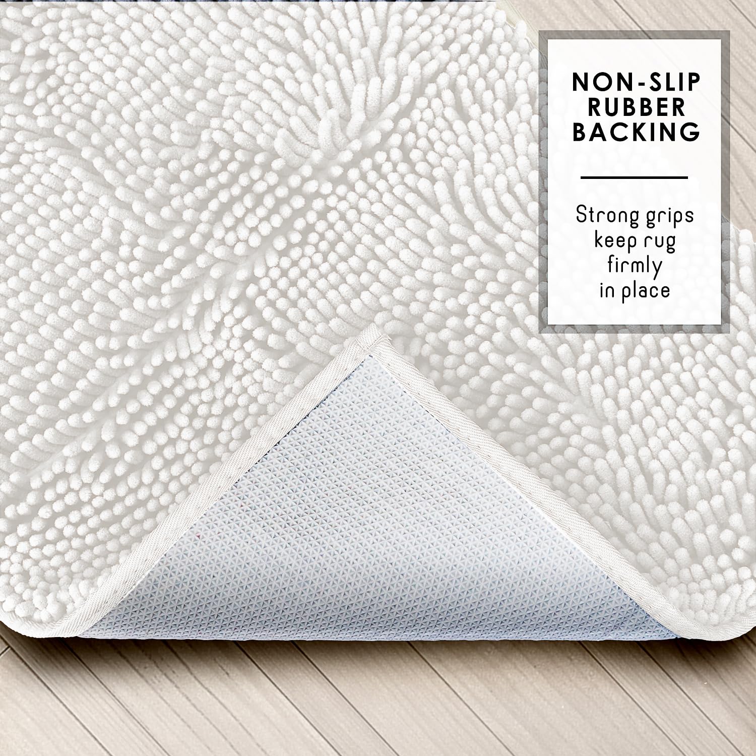 Hearth & Harbor Bathroom Rugs, Chenille Bath Mat - Machine Washable Bath Mats For Bathroom Non-Slip Backing Rubber, Quick Dry Ba