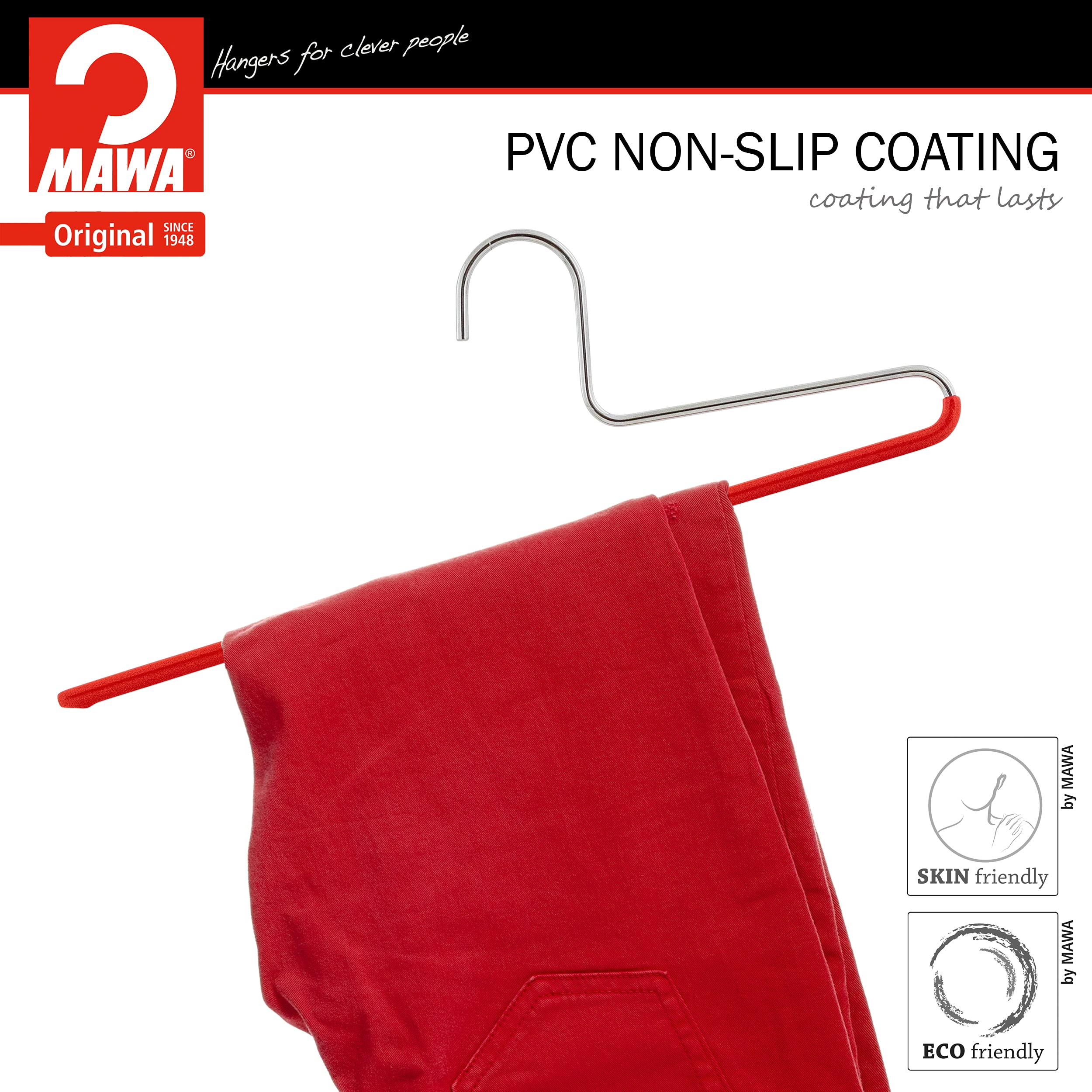 Mawa Trouser Series Open Ended Hanger For Pants - Nonslip, Space Saving, Single Rod Design