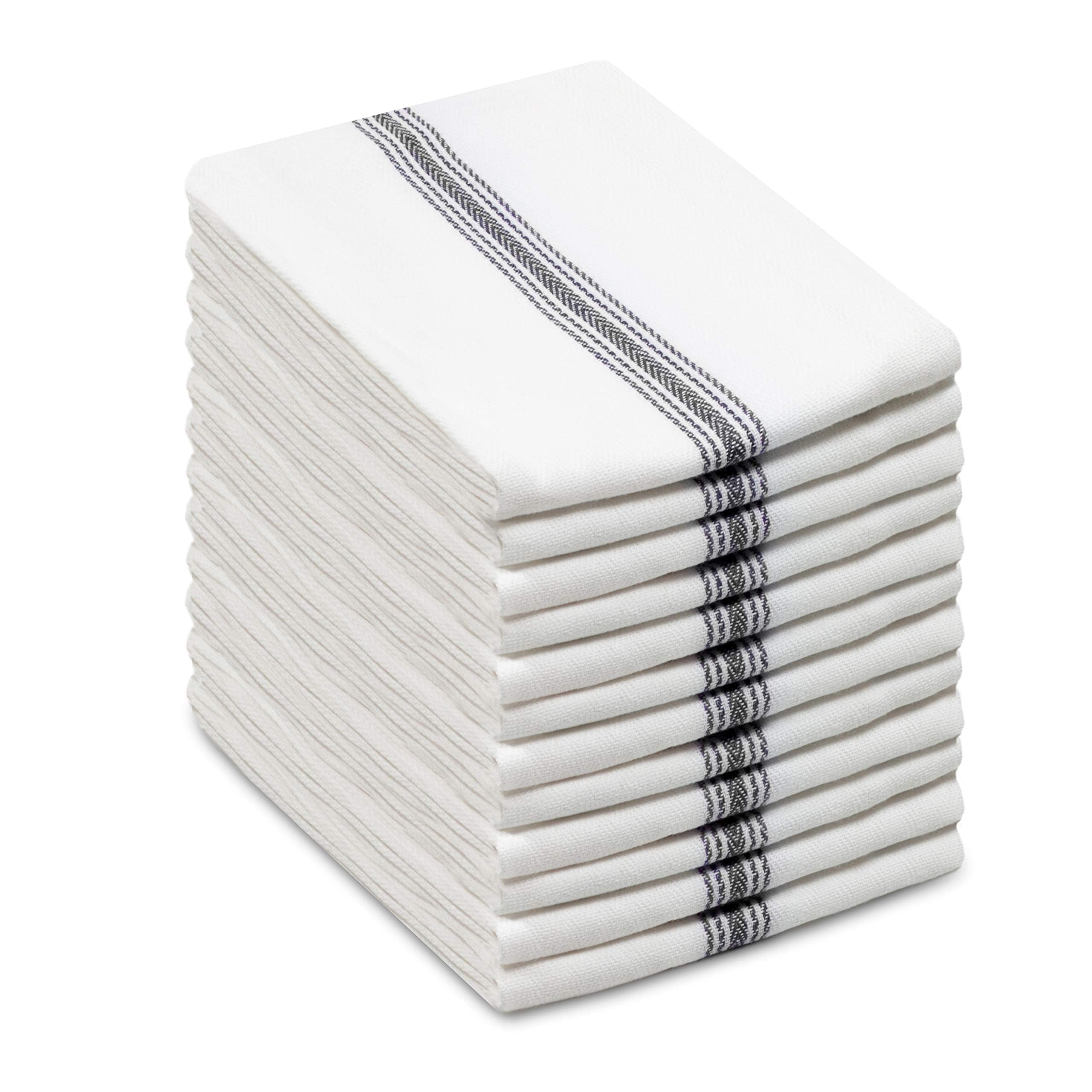 Cotton Craft - Scandia Stripe 12 Pack - Pure Cotton - Professional Commercial Restaurant Grade Kitchen Dish Tea Towel Cloth Napk