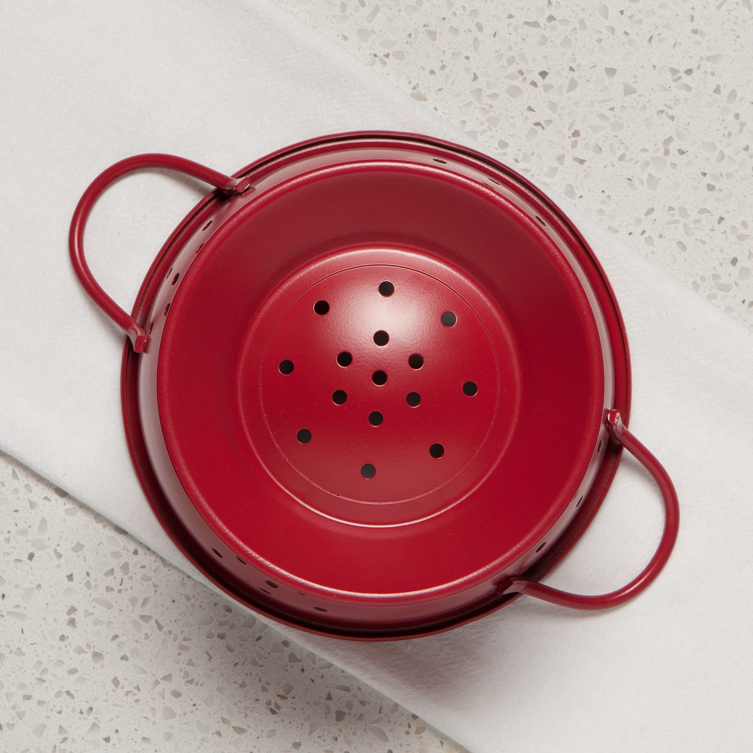 Now Designs Matte Coated Metal Colander Set Medium And Small, Set Of 2, Red