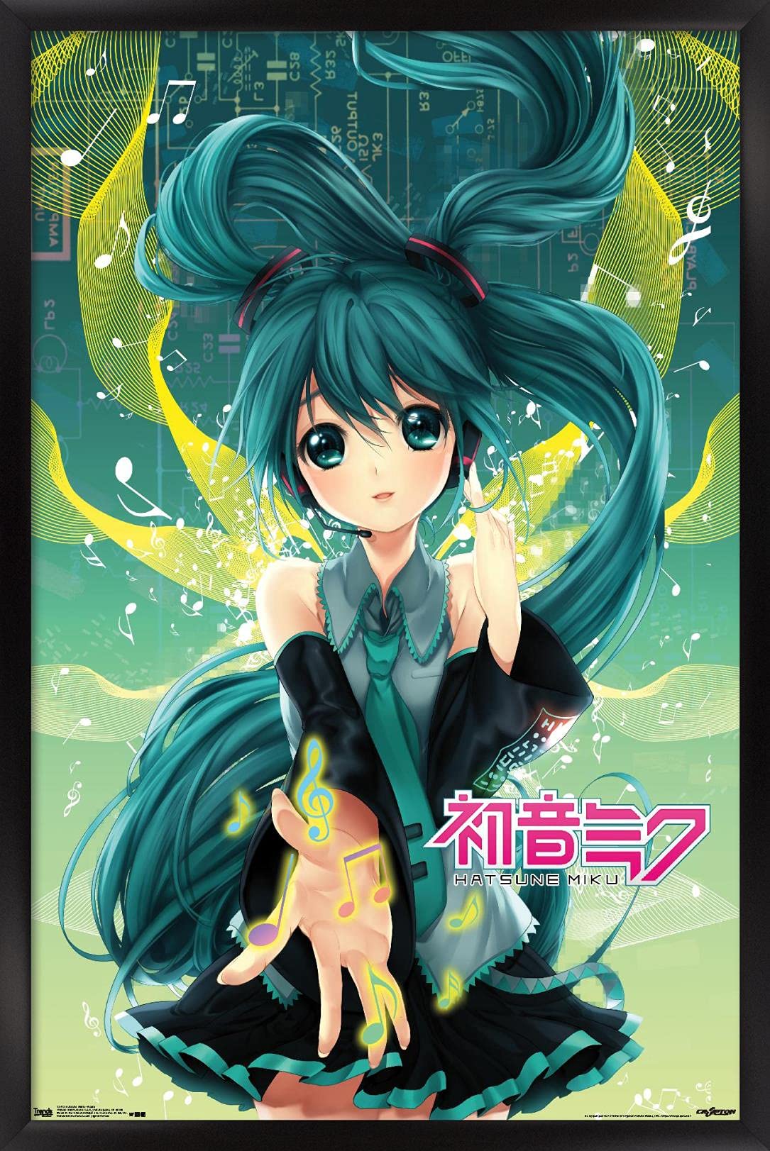 Trends International Hatsune Miku - Notes Wall Poster, 14.725'' X 22.375'', Black Framed Version