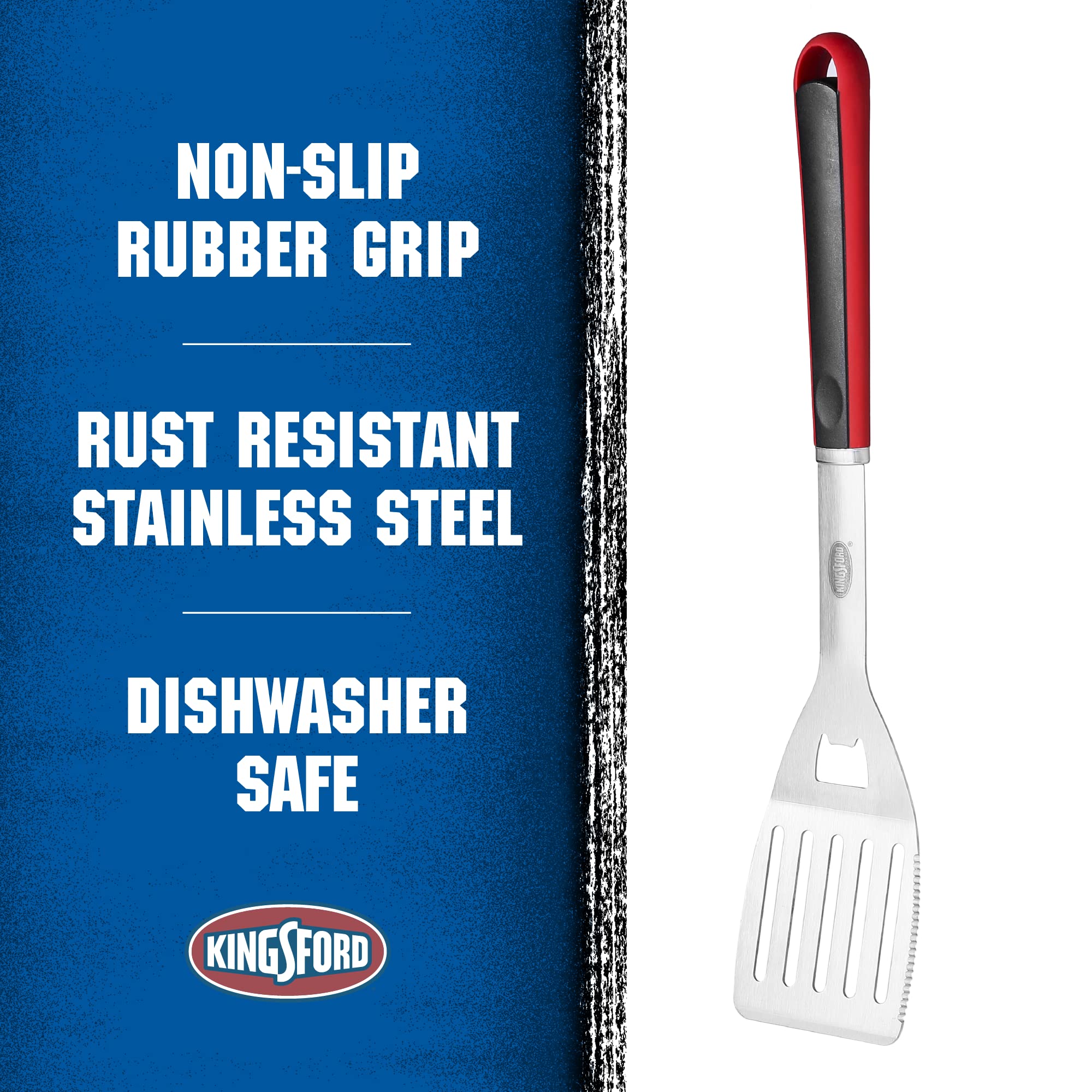 Kingsford Grill Tools Stainless Steel Bbq Spatula With Red & Black Handle| Classic Grill Spatula | Stainless Steel Grilling Tool