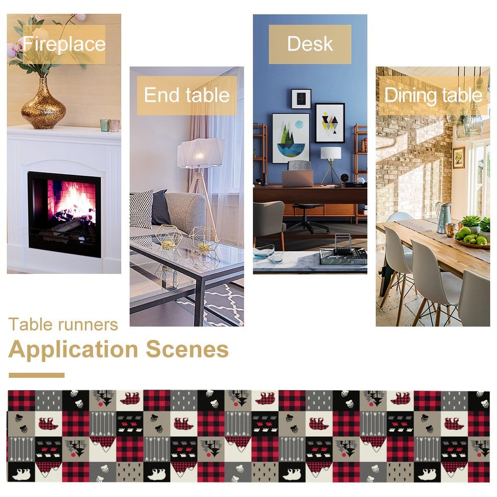 FengMingRui Vintage Rustic Table Rustic Cabin Red Brown Bear Retro Wildlife Farmhouse Theme for Kitchen Dining Room Holiday Part