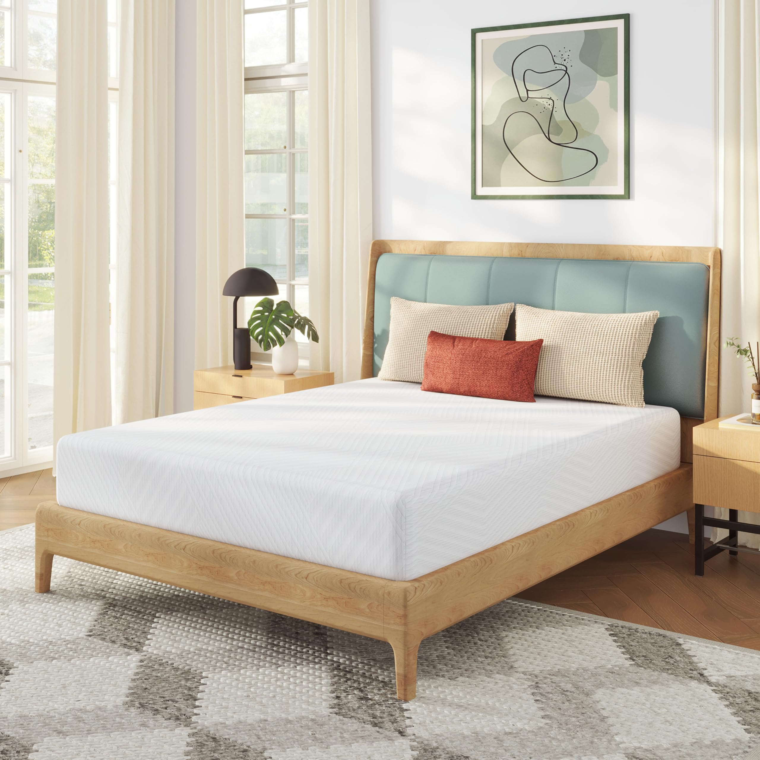 MLILY King Mattress in a Box, 10 inch Mattresses for Platform Bed Double Size Daybed, Green Tea Memory Foam Mattress for Cool Sl
